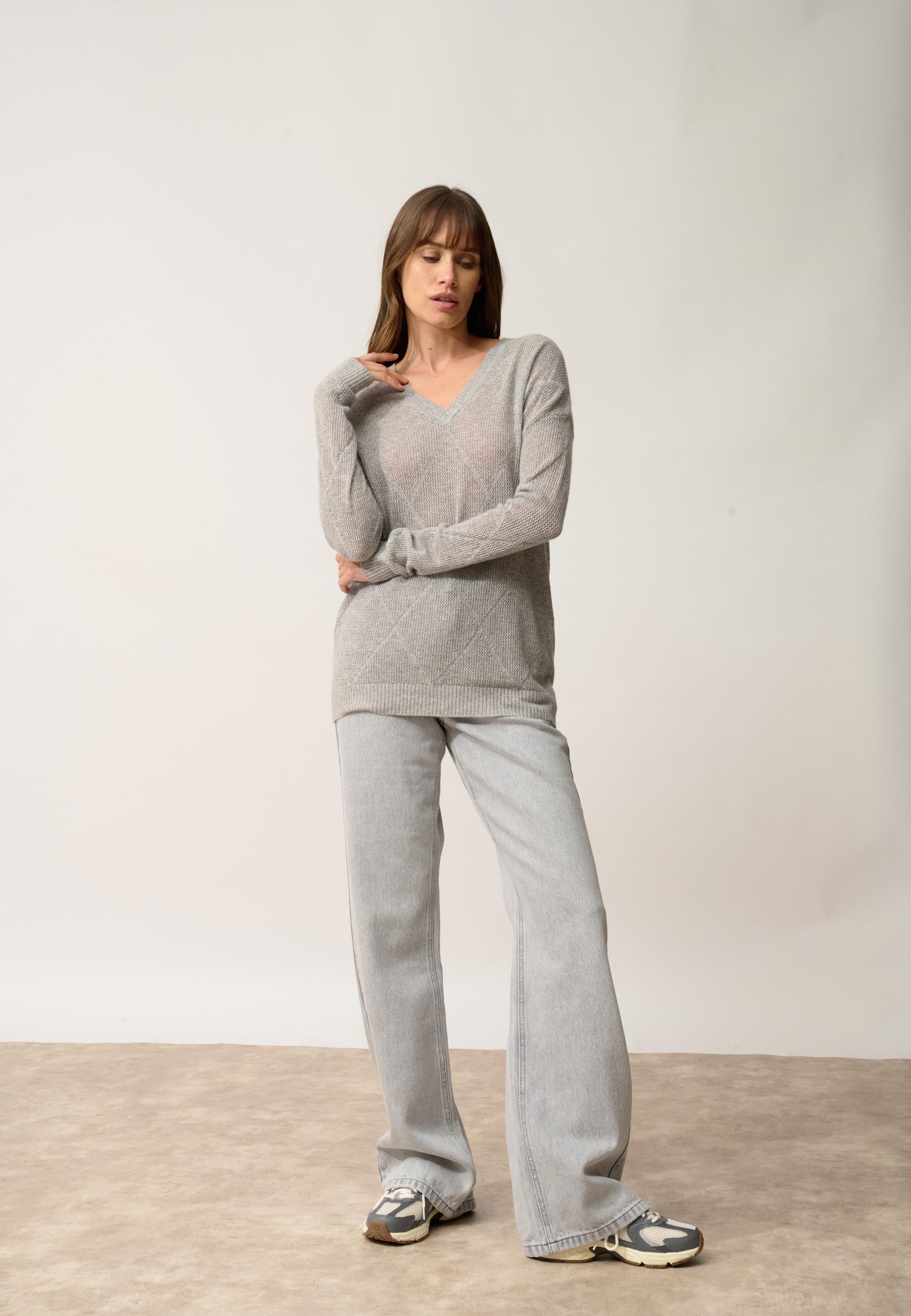 CAPUCINE pull col v nuage chiné
