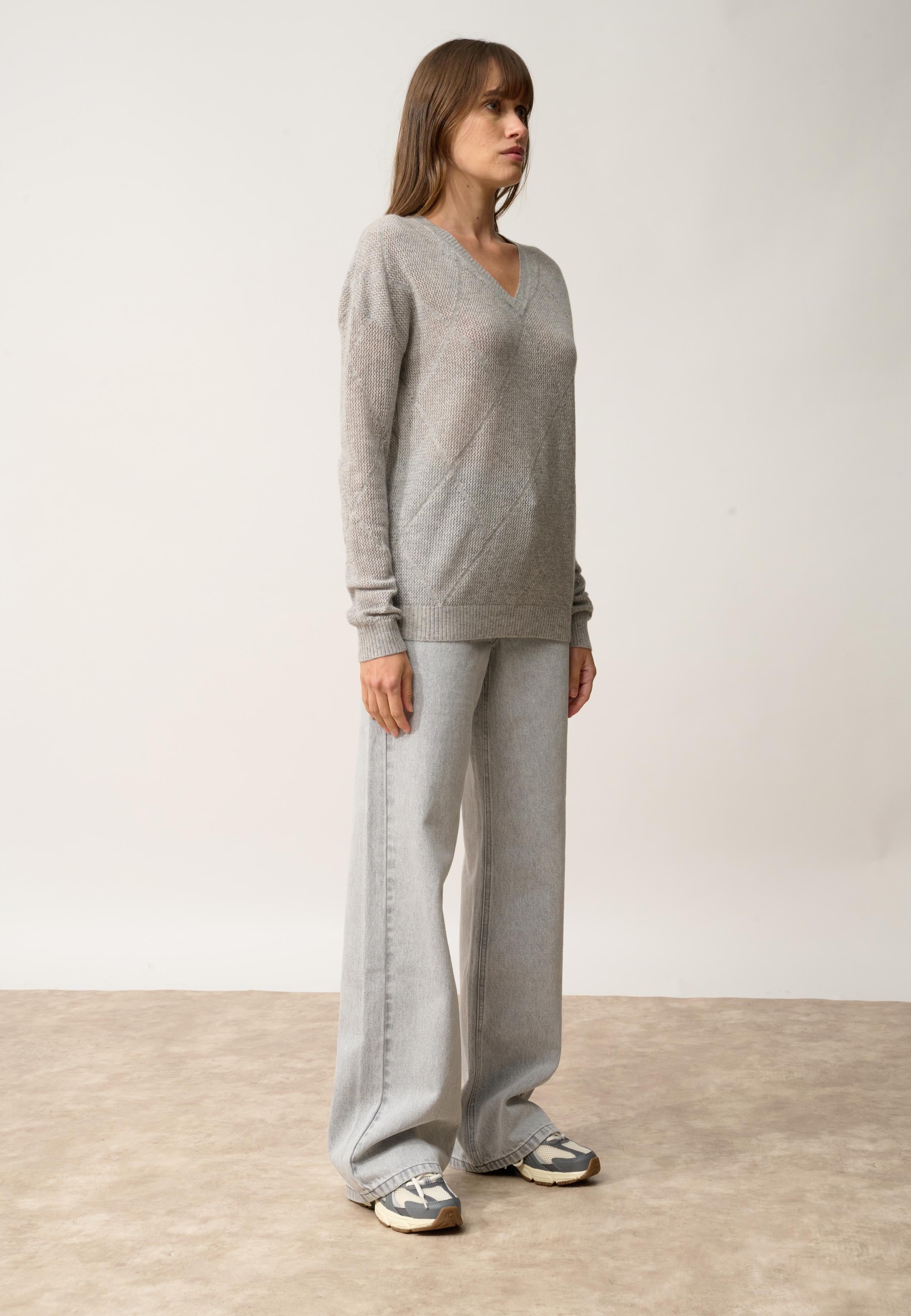 CAPUCINE pull col v nuage chiné