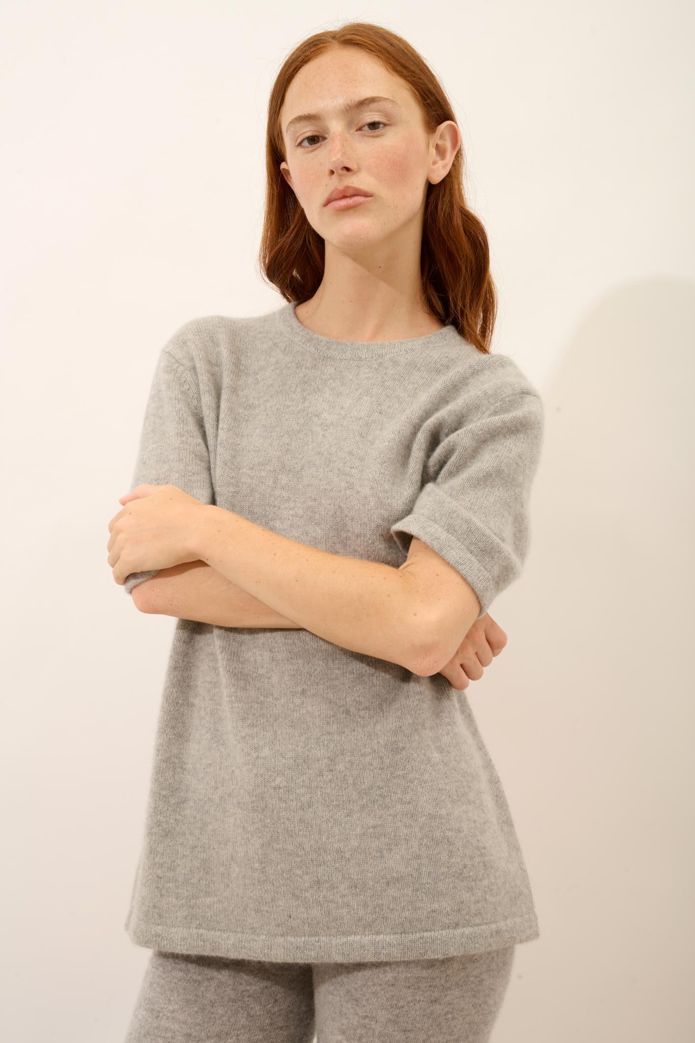 CARLA t-shirt col rond gris chiné