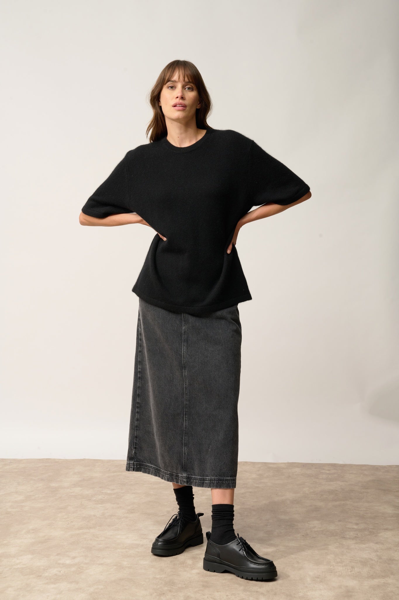 CARLA t-shirt col rond noir