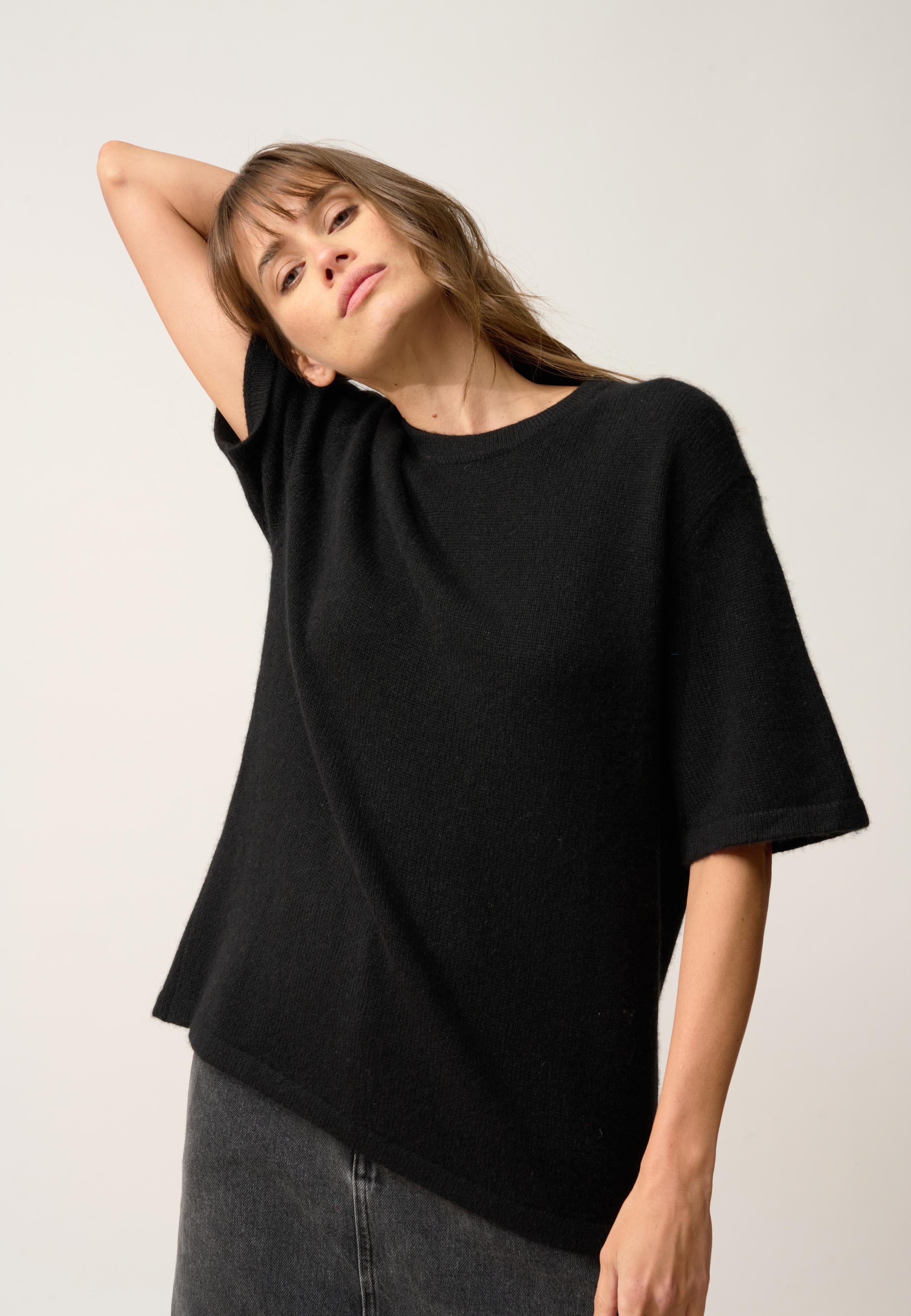 CARLA t-shirt col rond noir