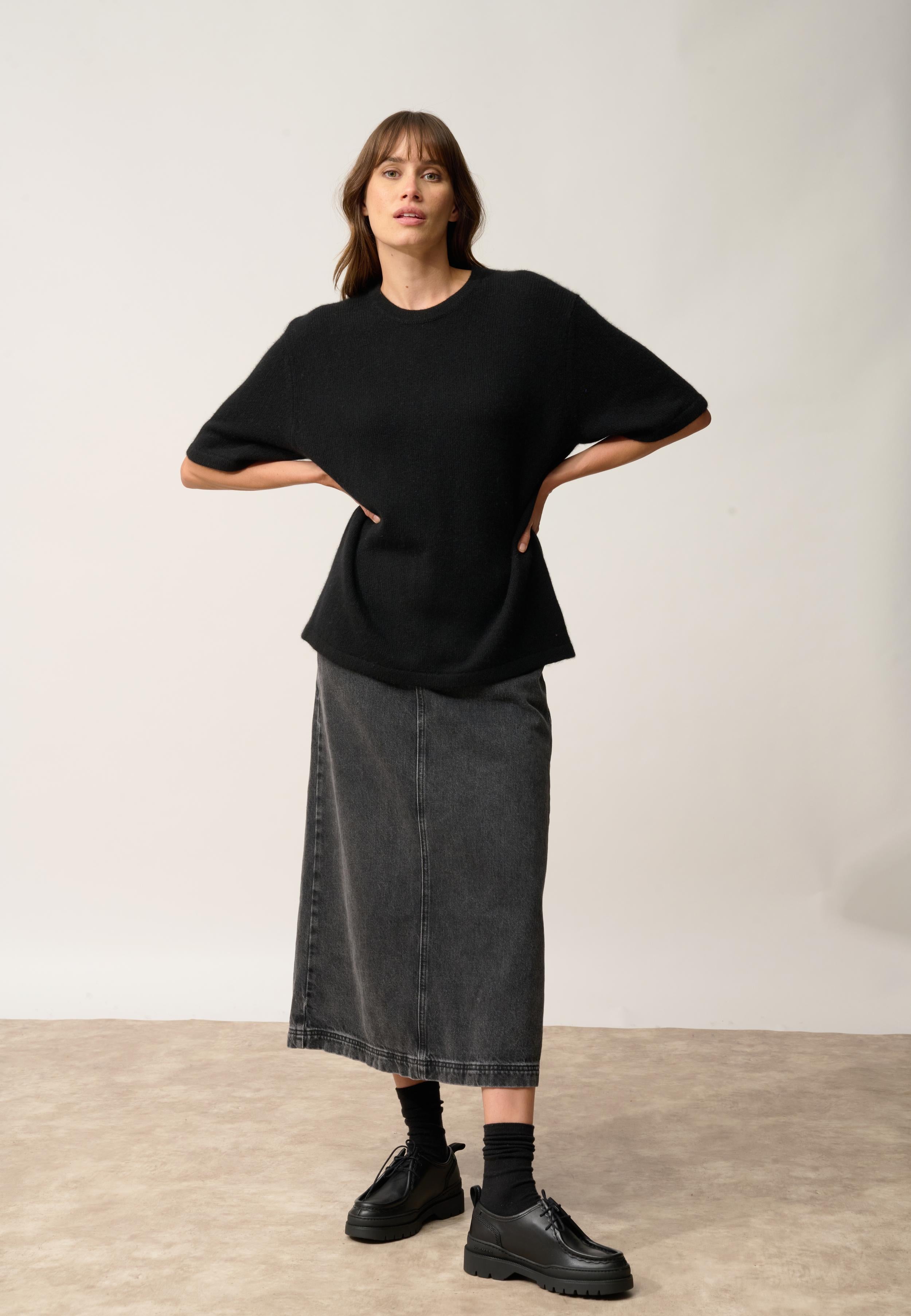 CARLA t-shirt col rond noir
