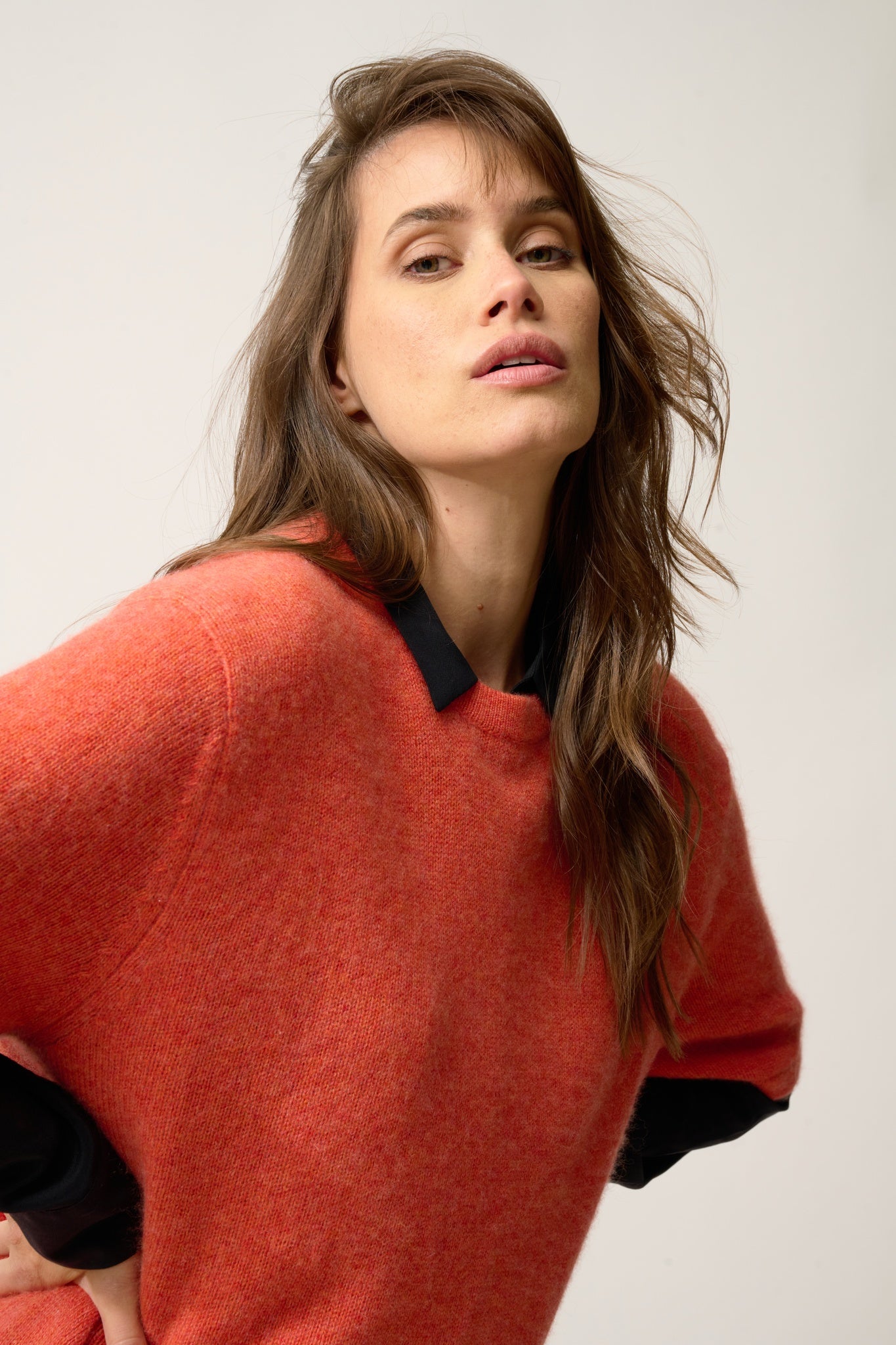 CARLA t-shirt col rond orange chiné