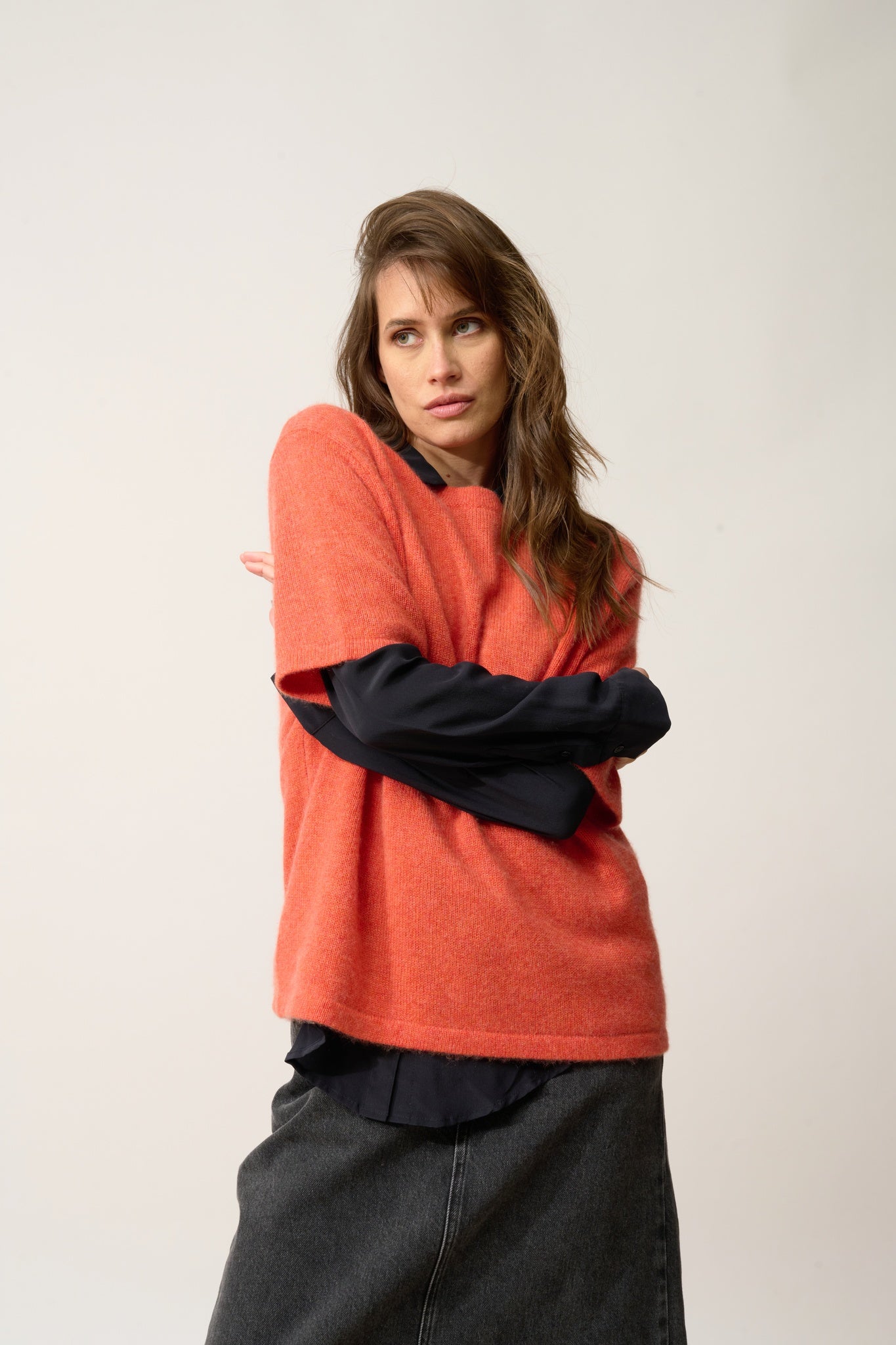 CARLA t-shirt col rond orange chiné