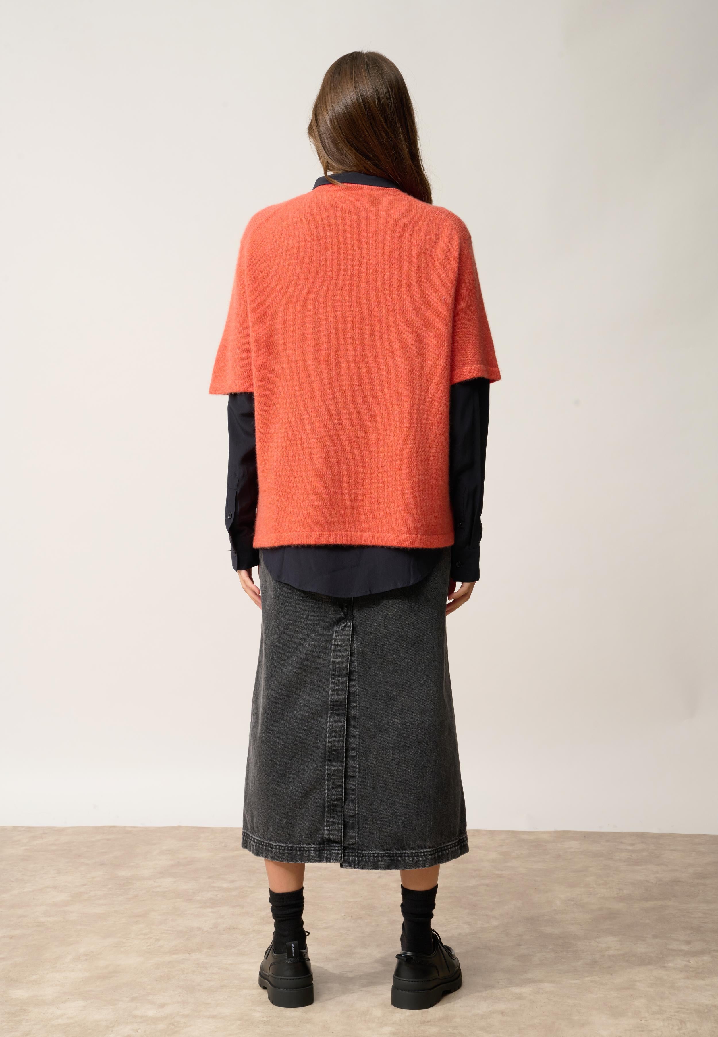 CARLA t-shirt col rond orange chiné