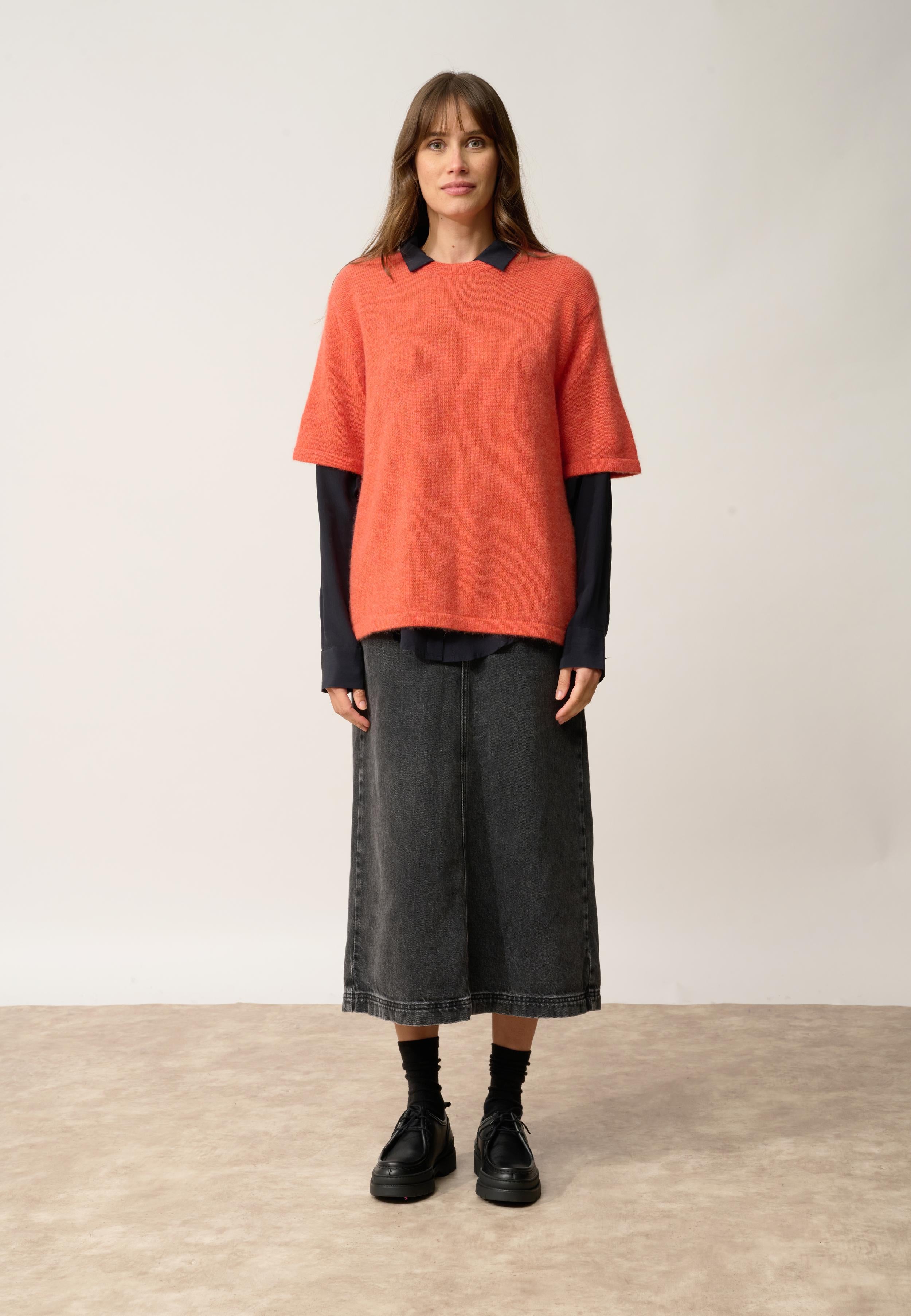 CARLA t-shirt col rond orange chiné