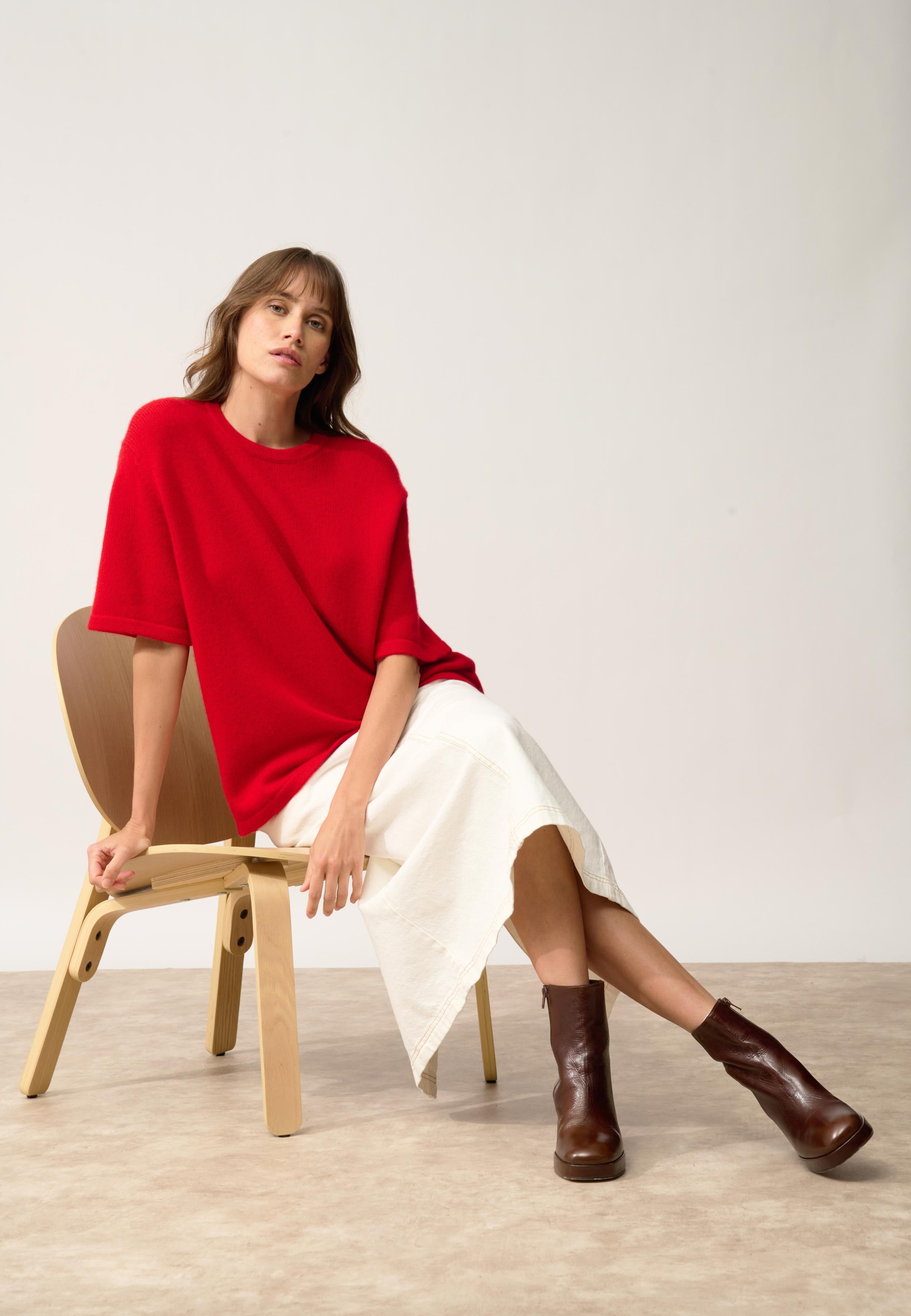 CARLA t-shirt col rond rouge