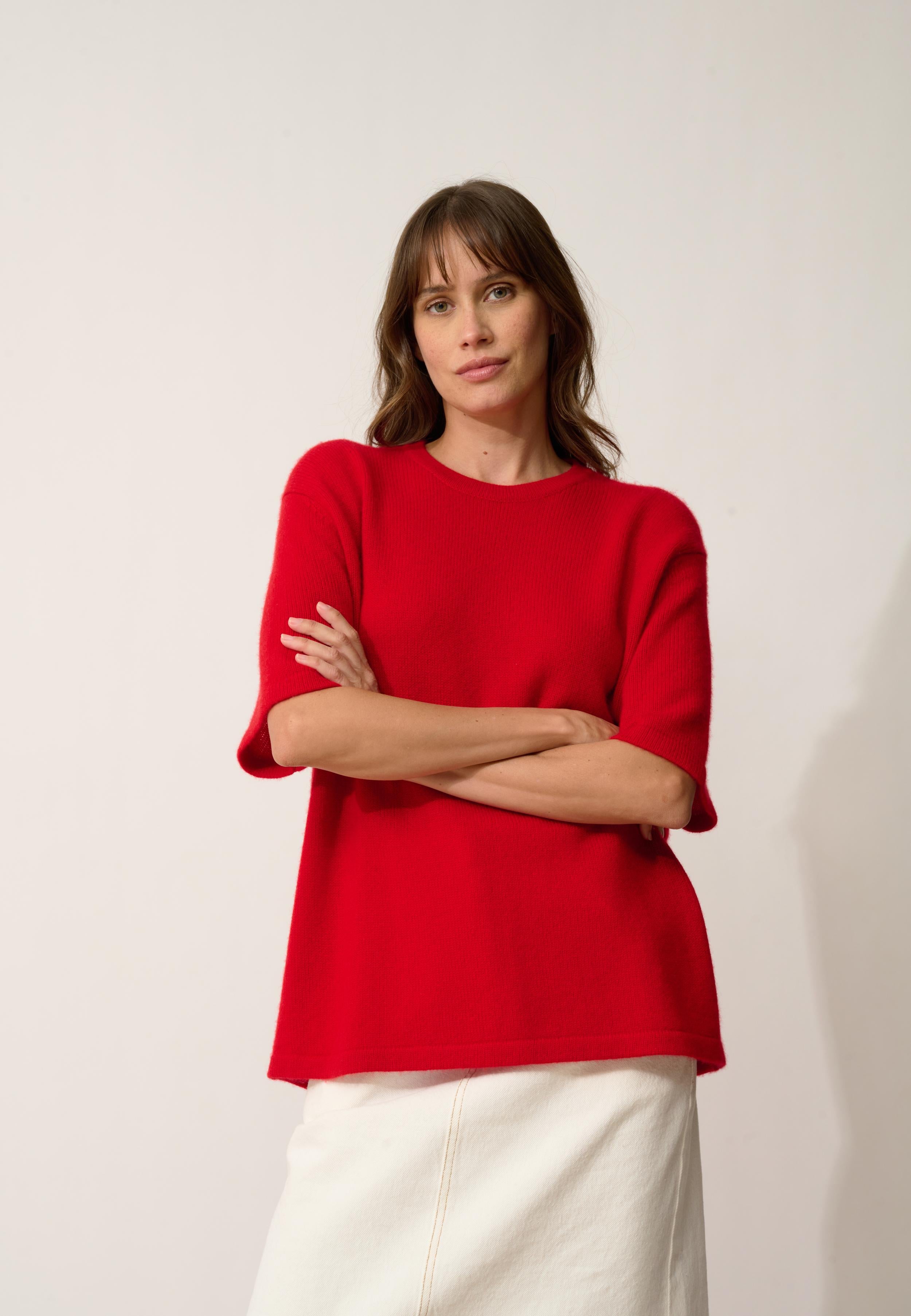 CARLA t-shirt col rond rouge