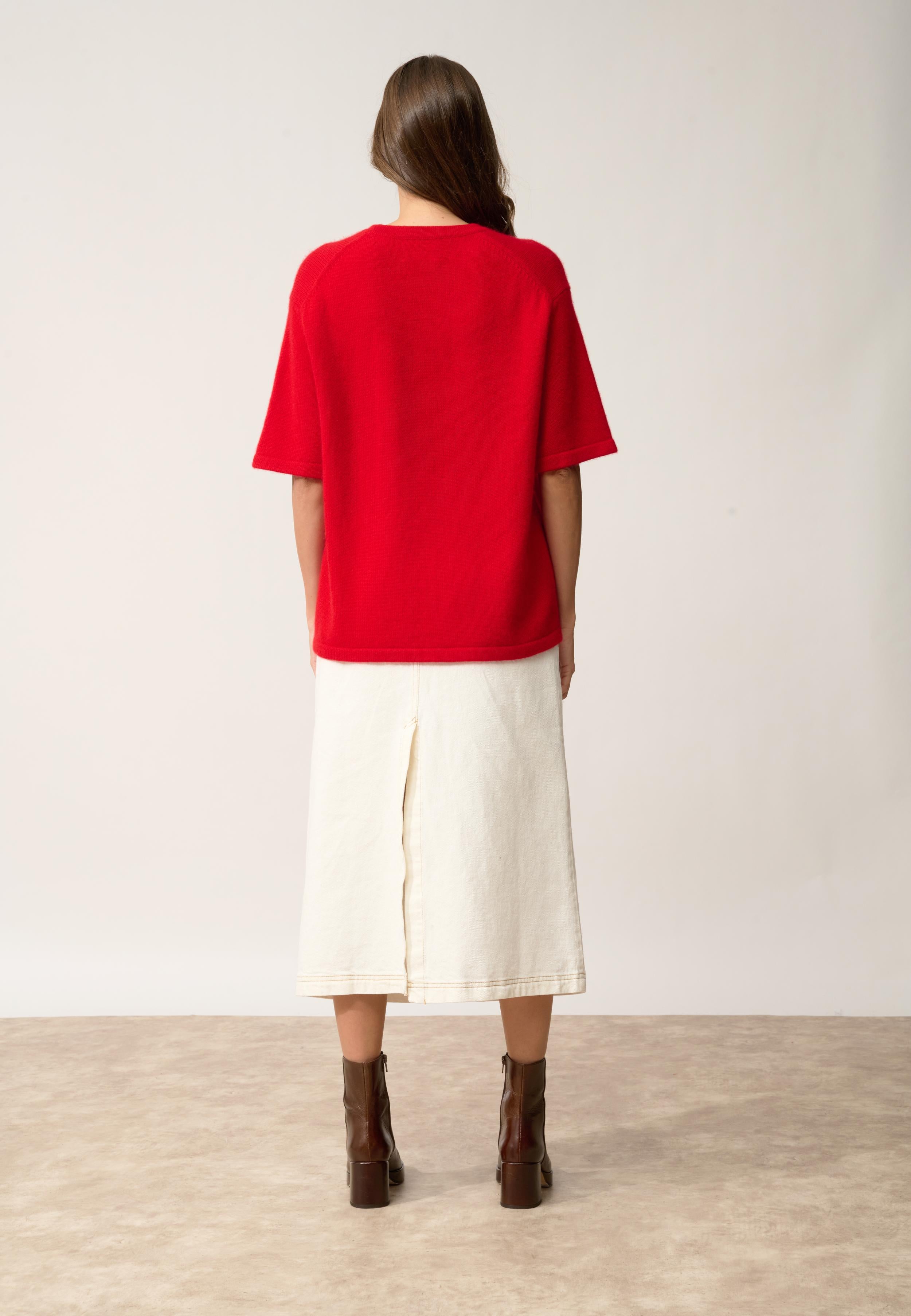 CARLA t-shirt col rond rouge