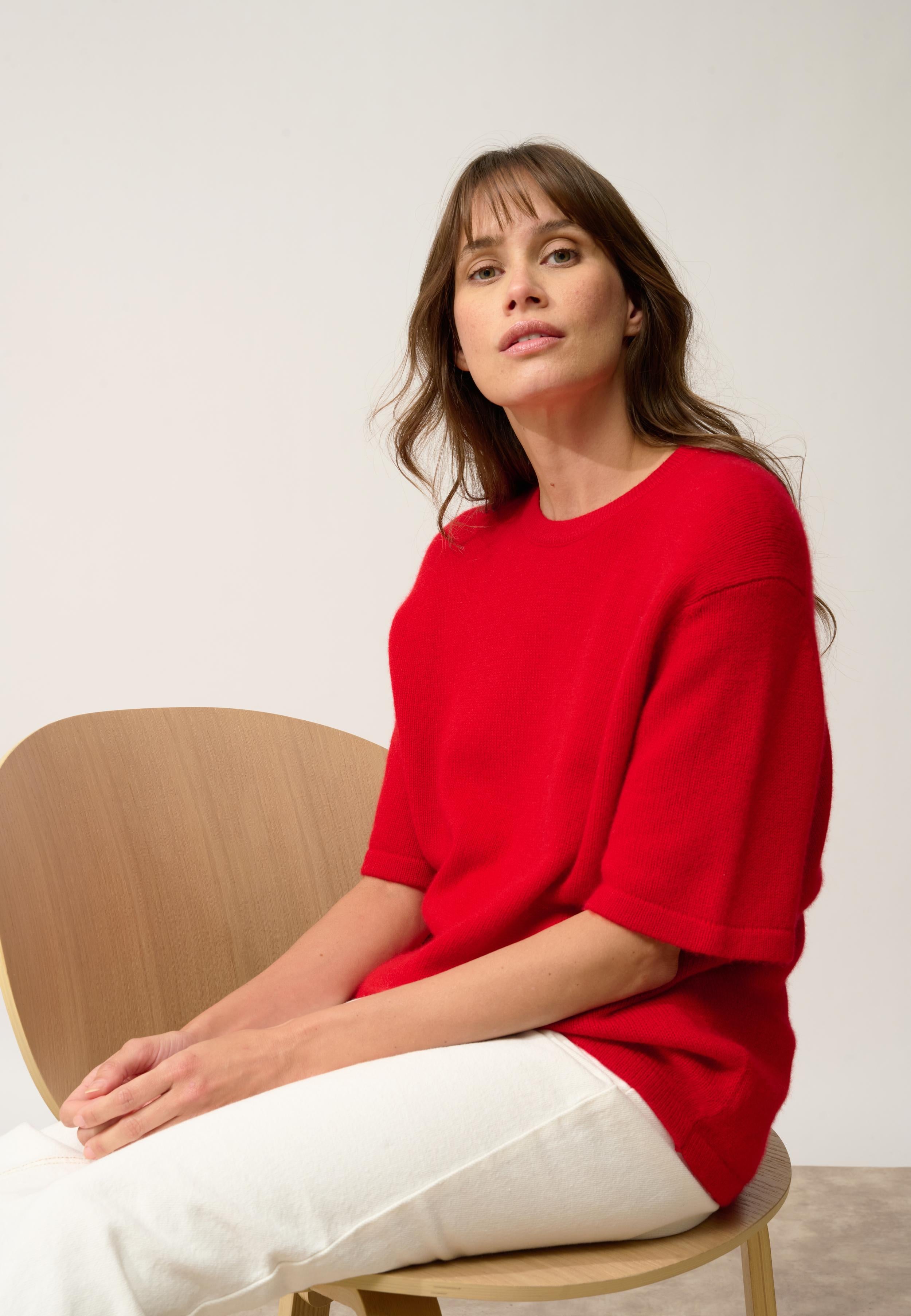 CARLA t-shirt col rond rouge