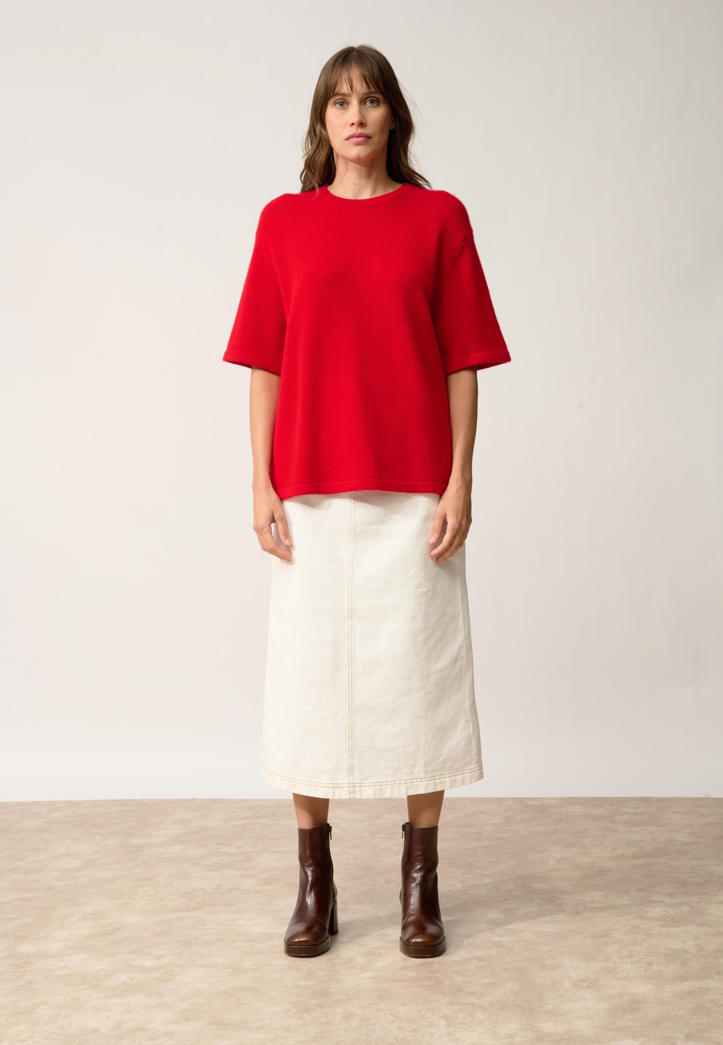 CARLA t-shirt col rond rouge