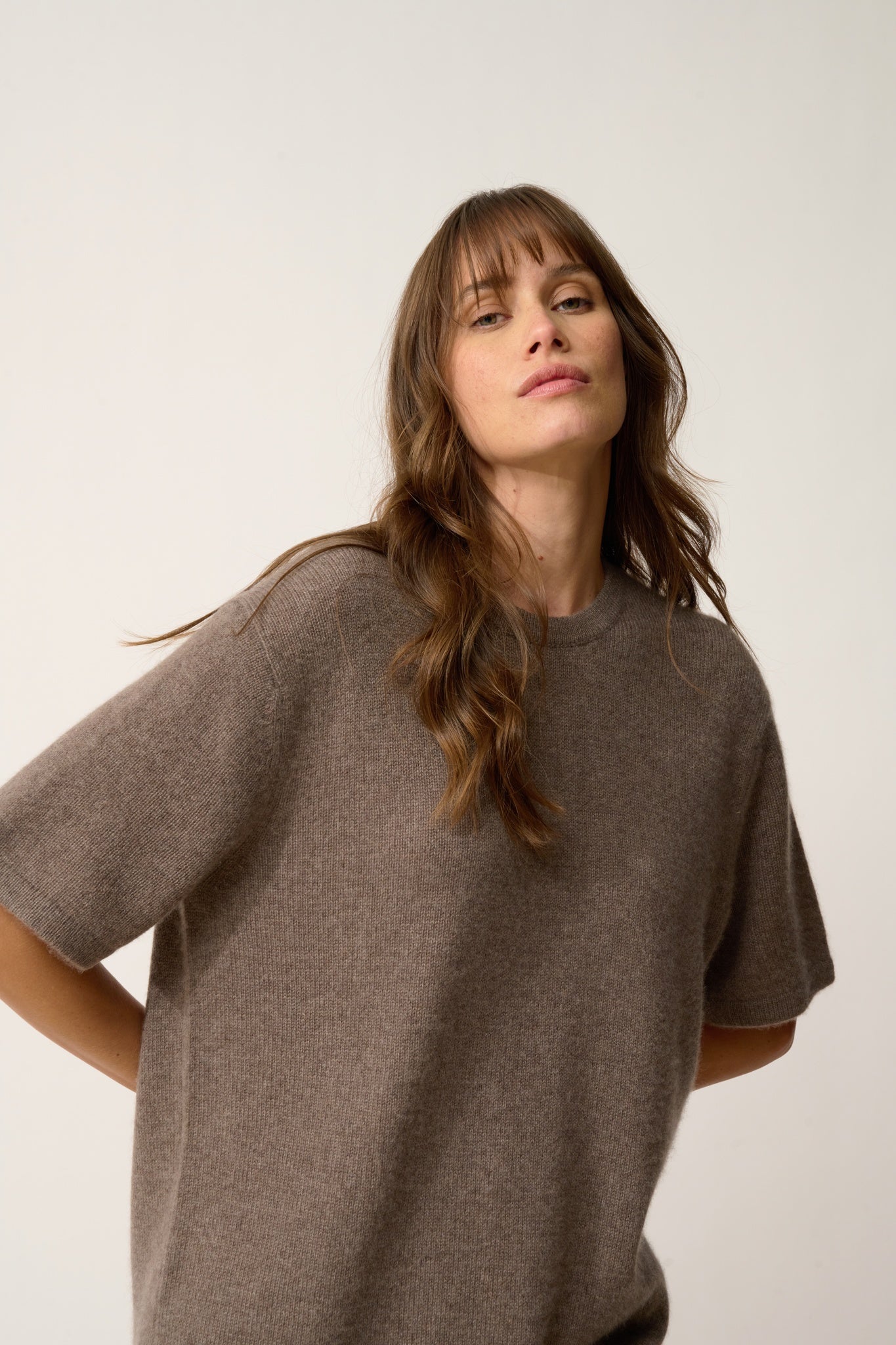 CARLA t-shirt col rond taupe chiné