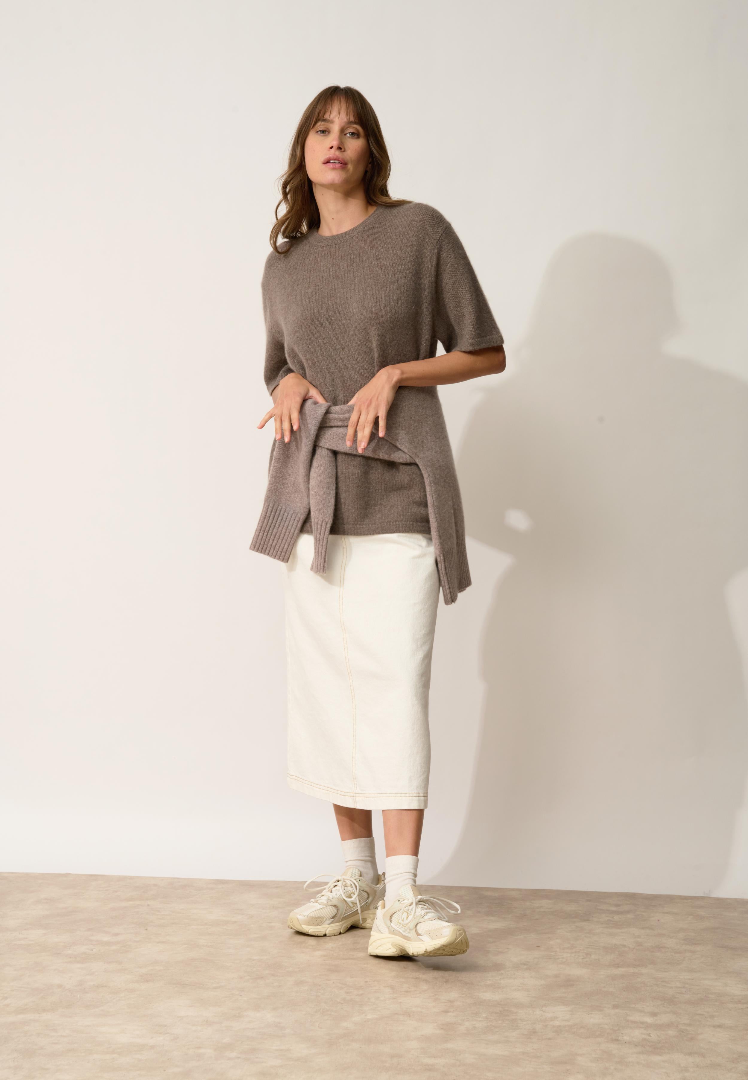CARLA t-shirt col rond taupe chiné