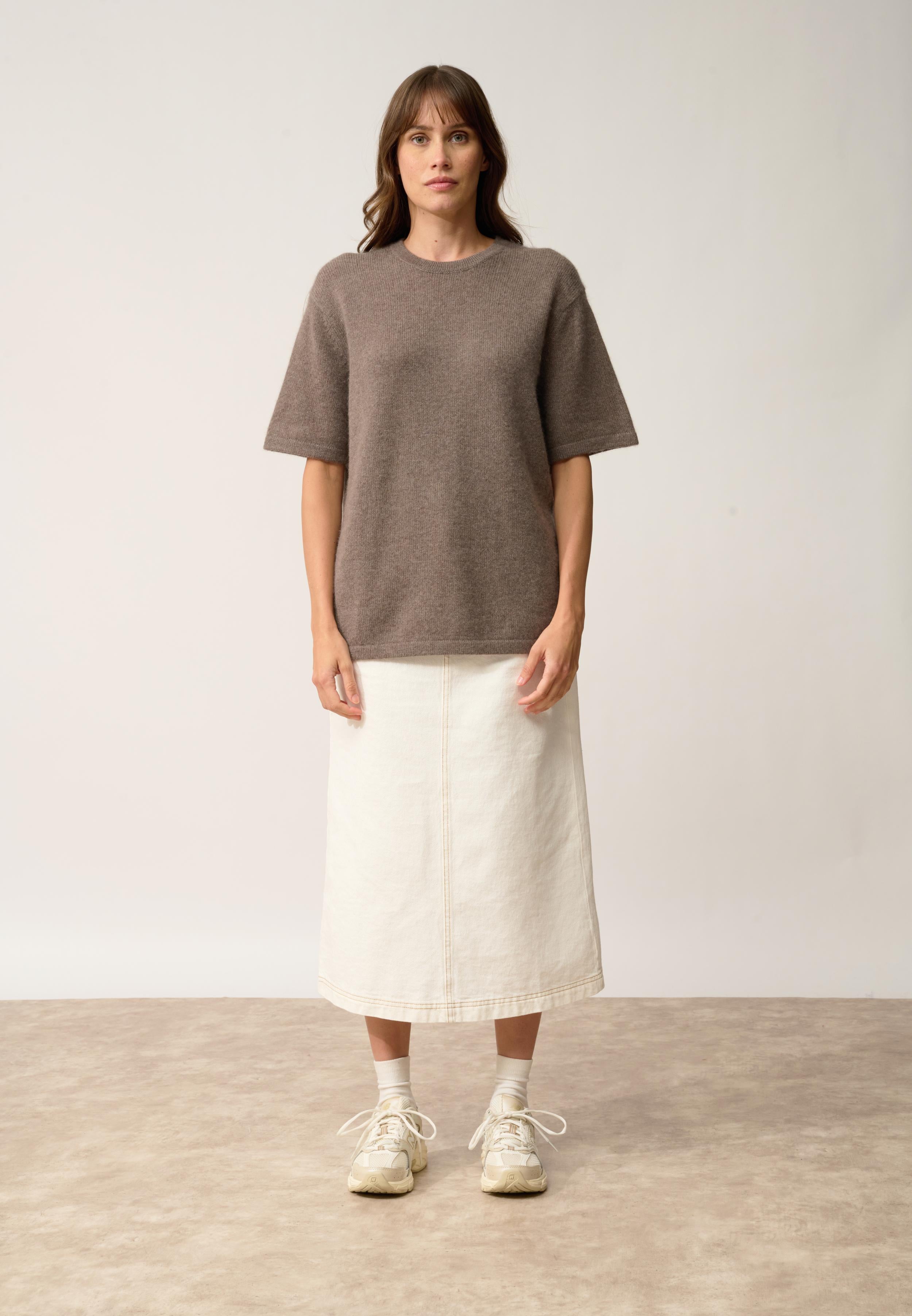CARLA t-shirt col rond taupe chiné