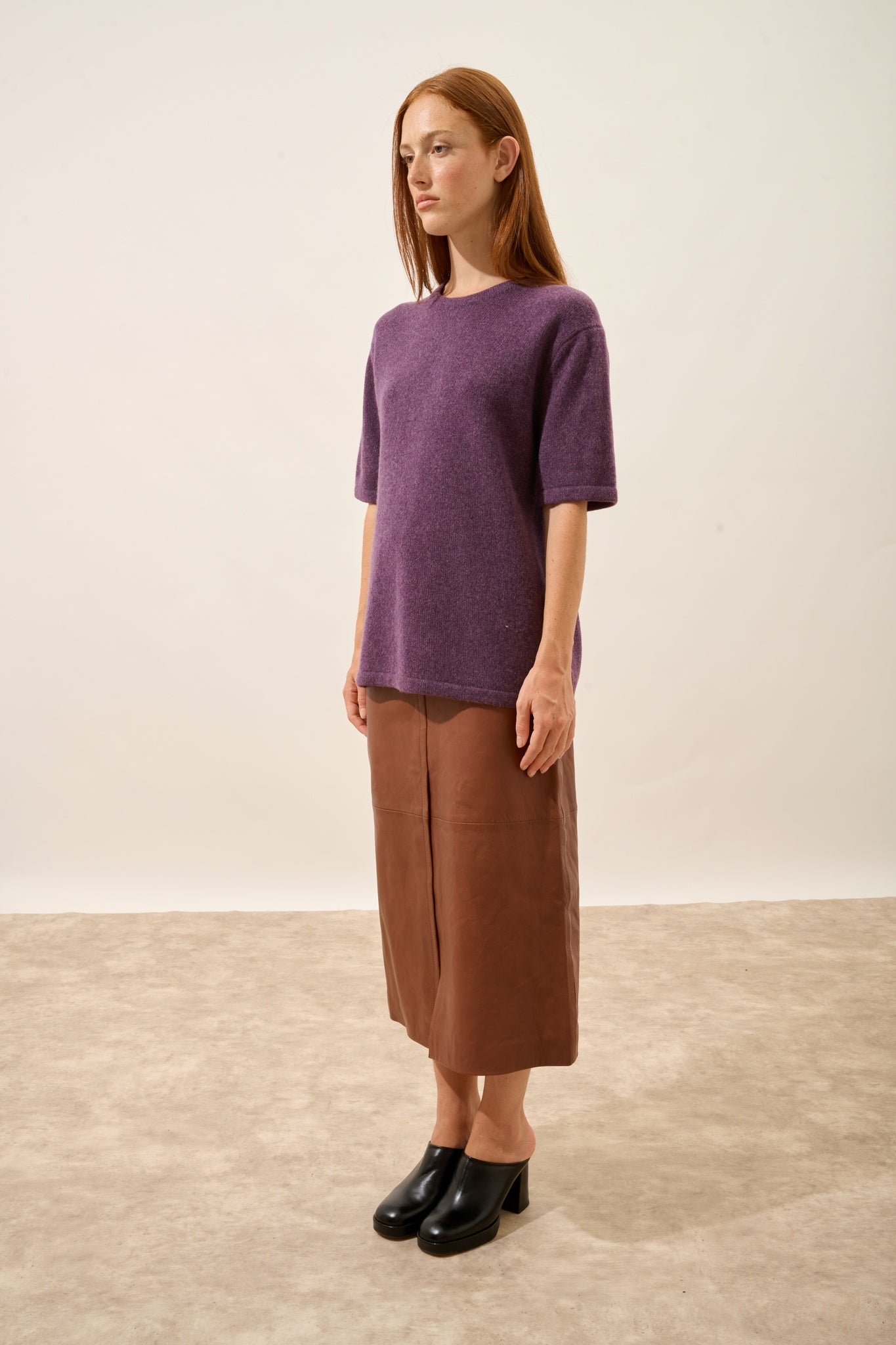 CARLA t-shirt col rond violet chiné