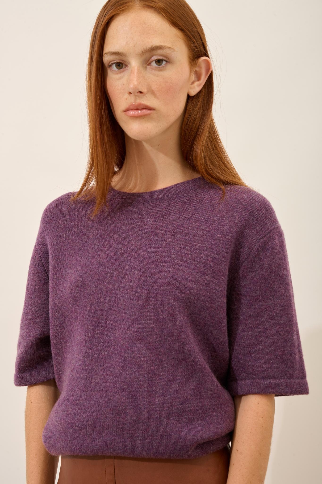 CARLA t-shirt col rond violet chiné