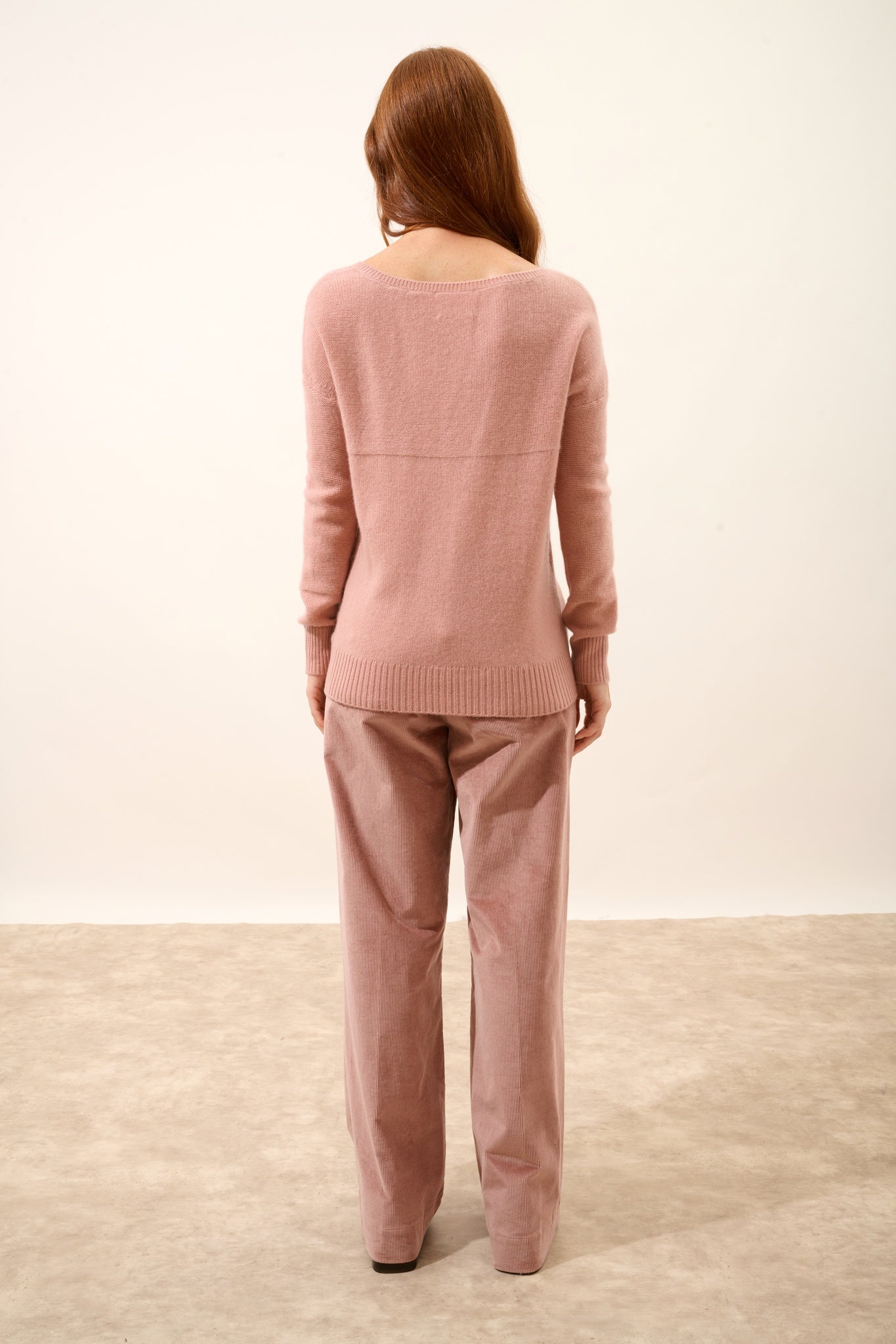 CASSIE pull col v bois de rose