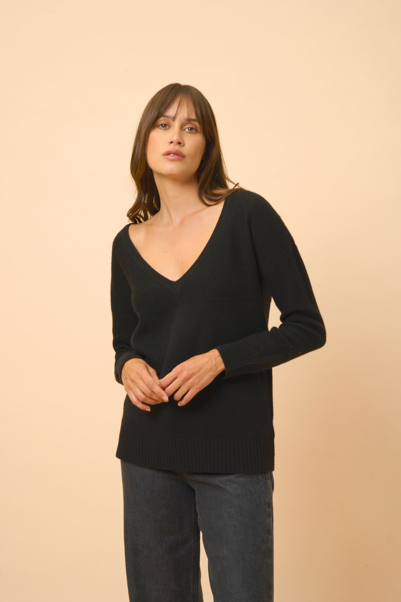 CASSIE pull col v noir