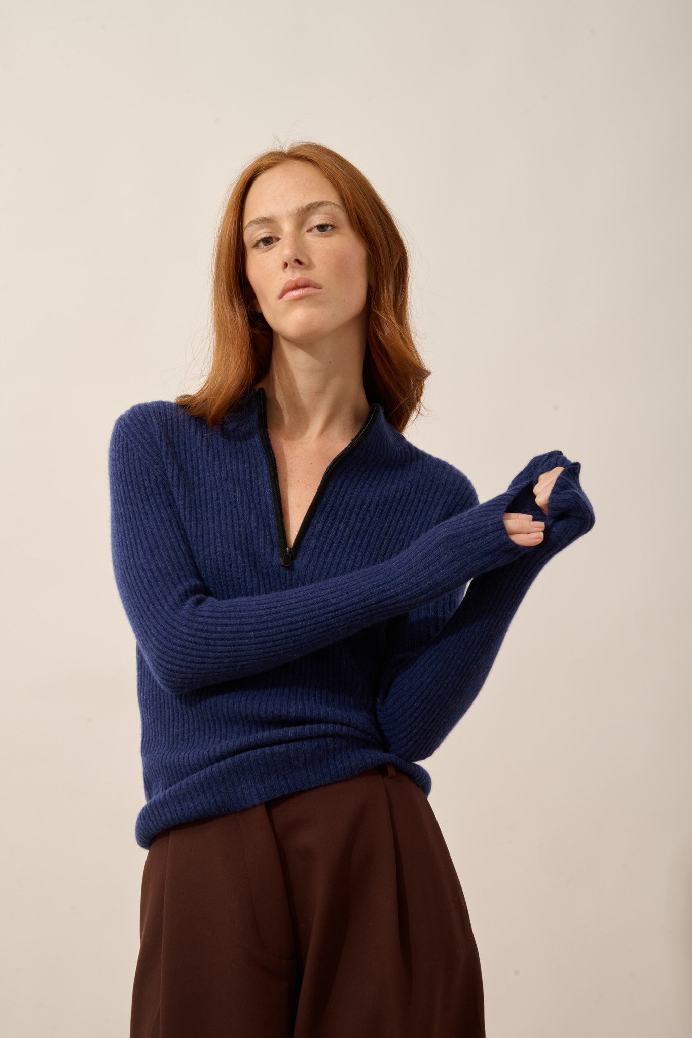 cassilda pull camionneur bi-color bleu nuit/noir