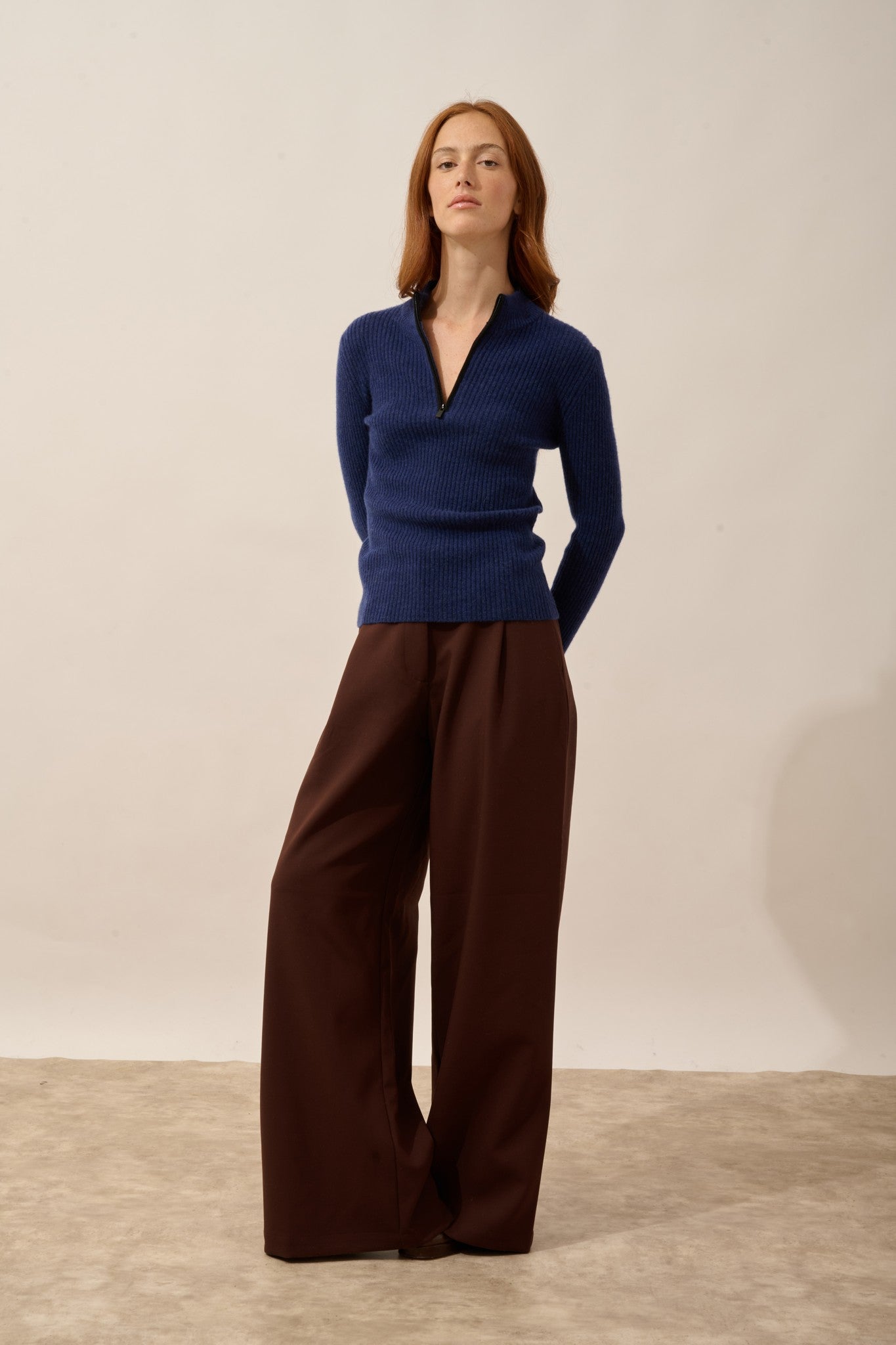 cassilda pull camionneur bi-color bleu nuit/noir