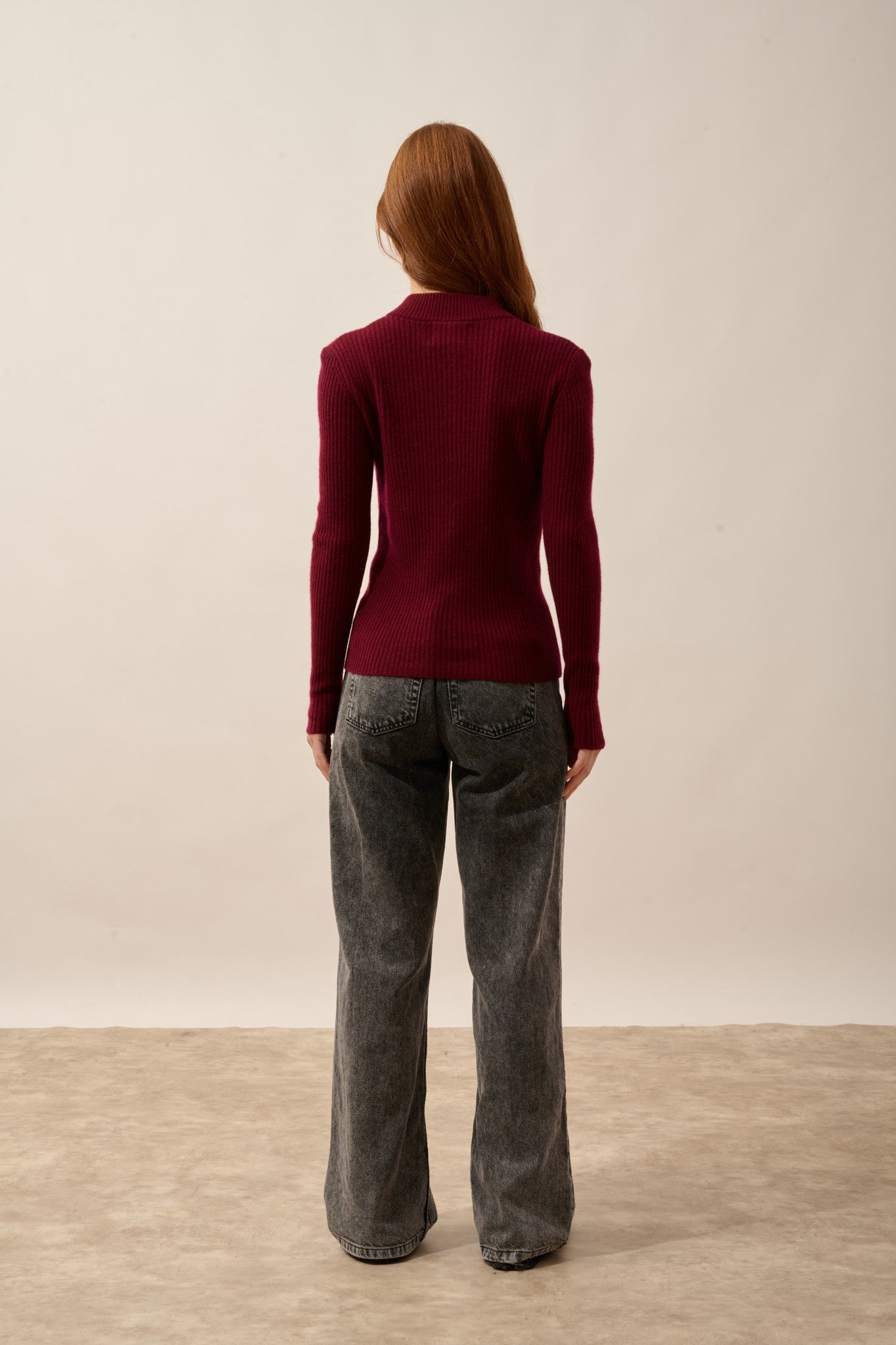 cassilda pull camionneur bi-color bordeaux/anthracite chiné