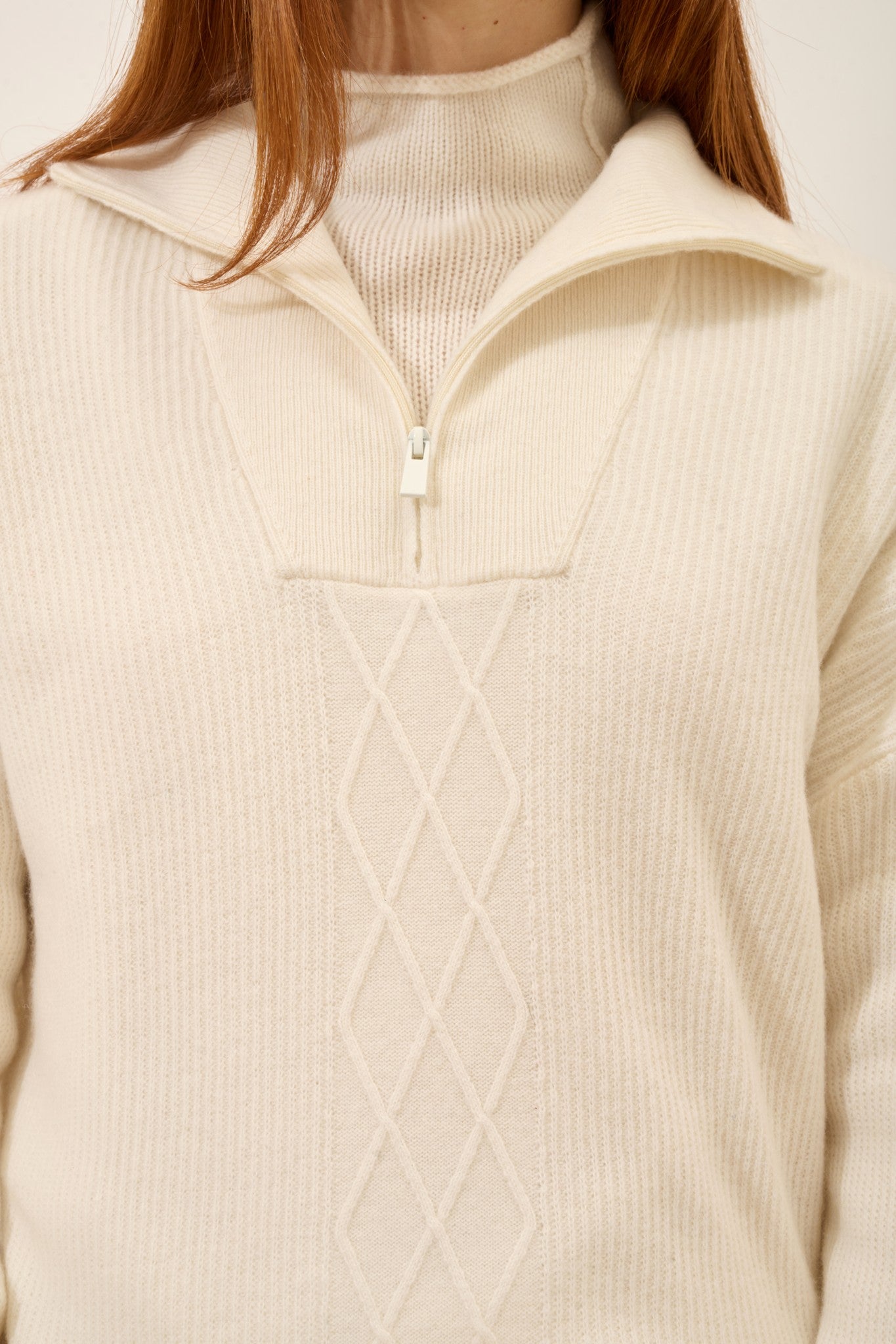 cassiopée pull camionneur ivoire 100% cachemire