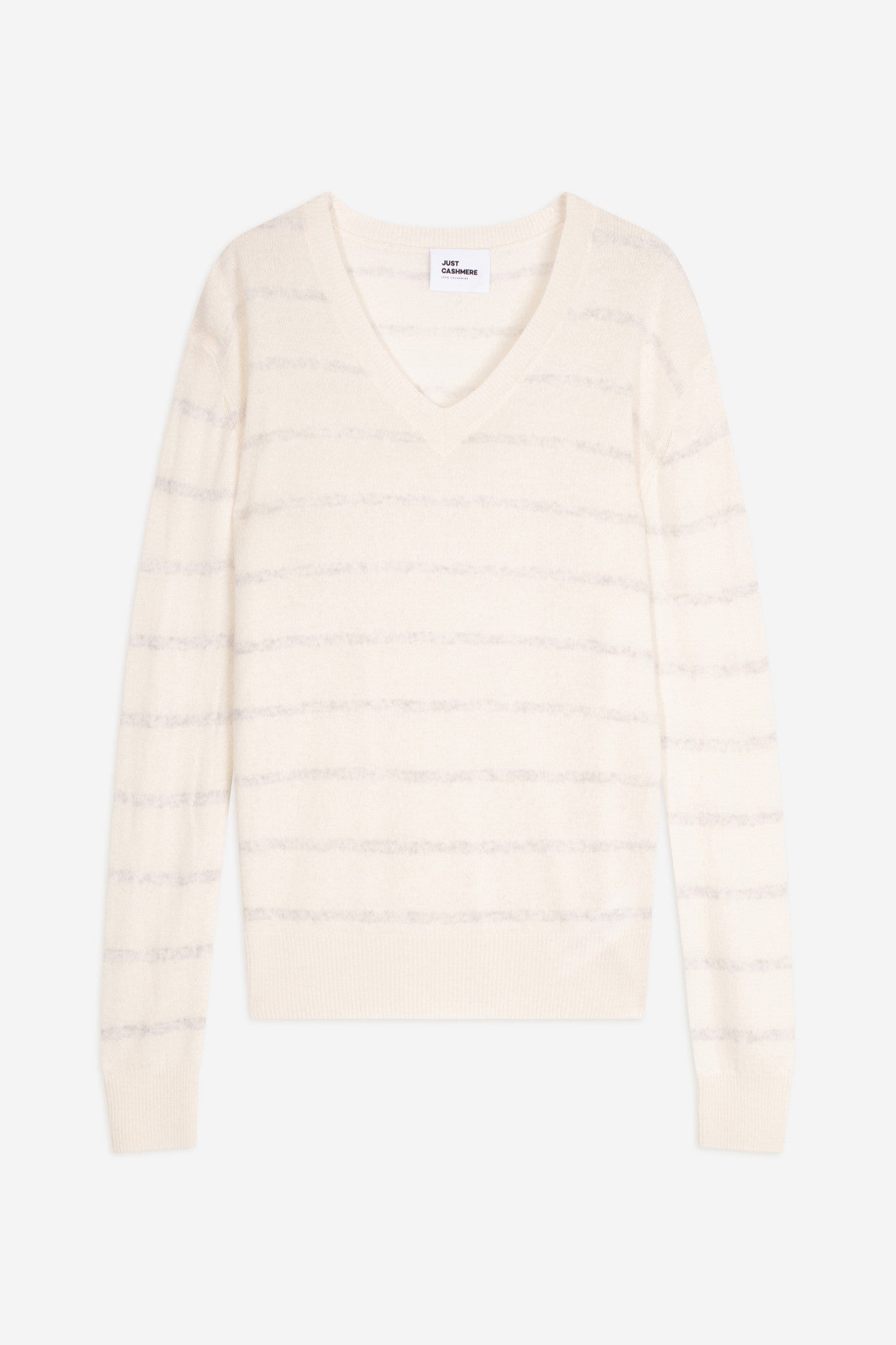 célimée pull col v bi-color gris perle chiné/ivoire