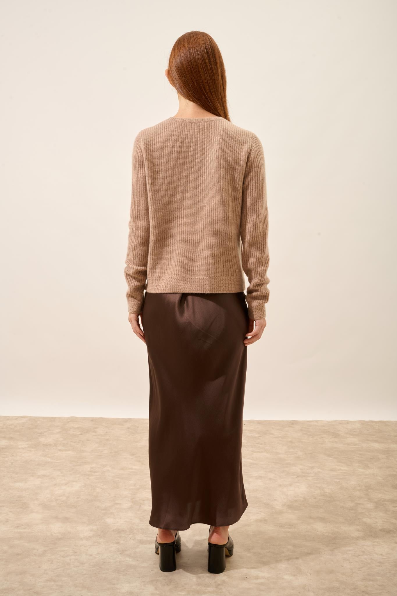 CETAN pull col rond camel chiné