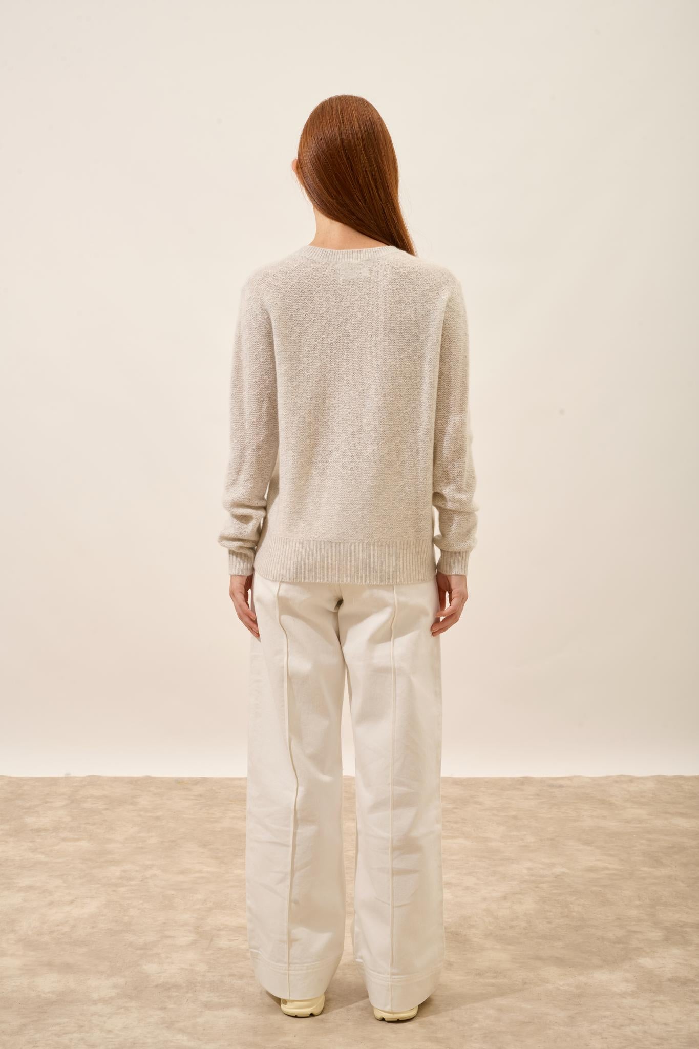 CETAN pull col rond gris perle chiné