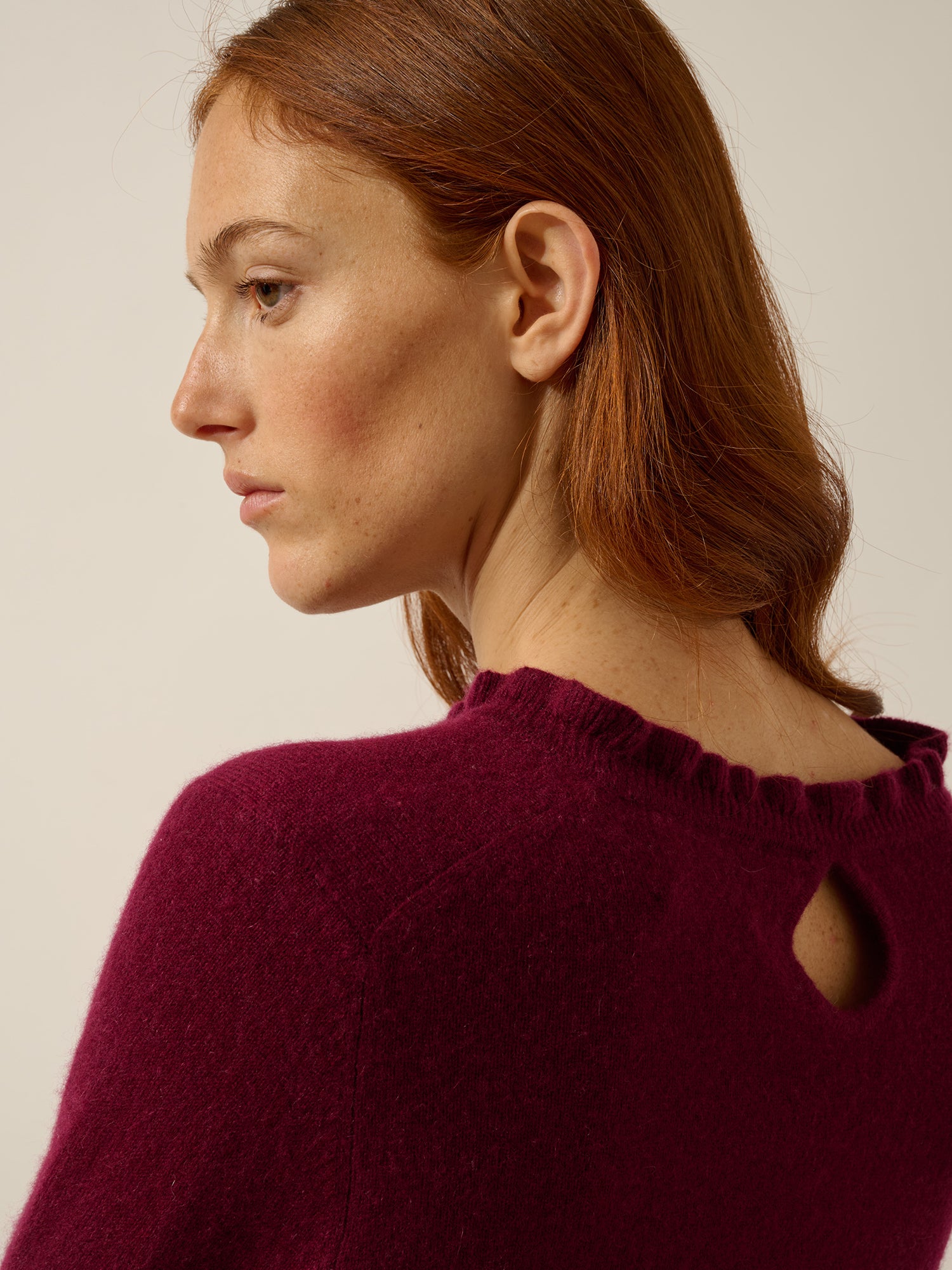 CHARLIE pull col montant bordeaux