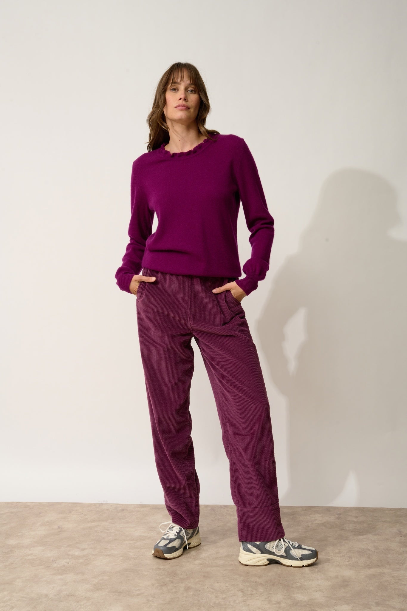 CHARLIE pull col montant prune