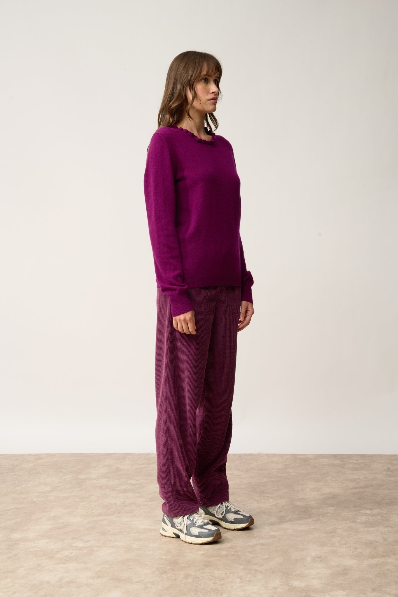 CHARLIE pull col montant prune