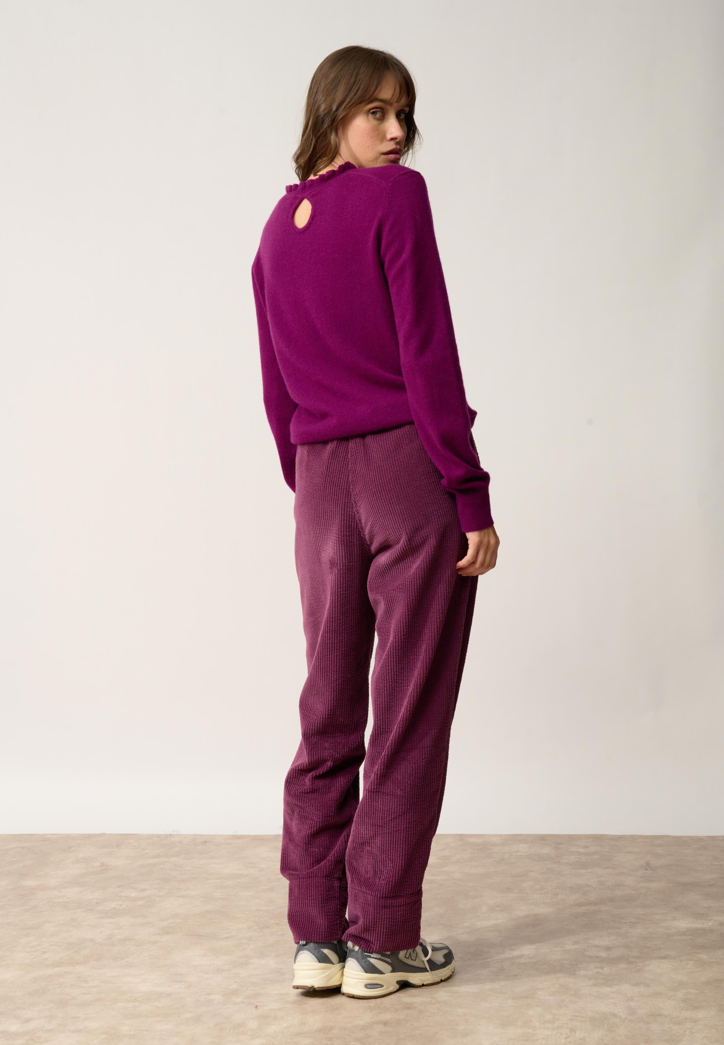 CHARLIE pull col montant prune