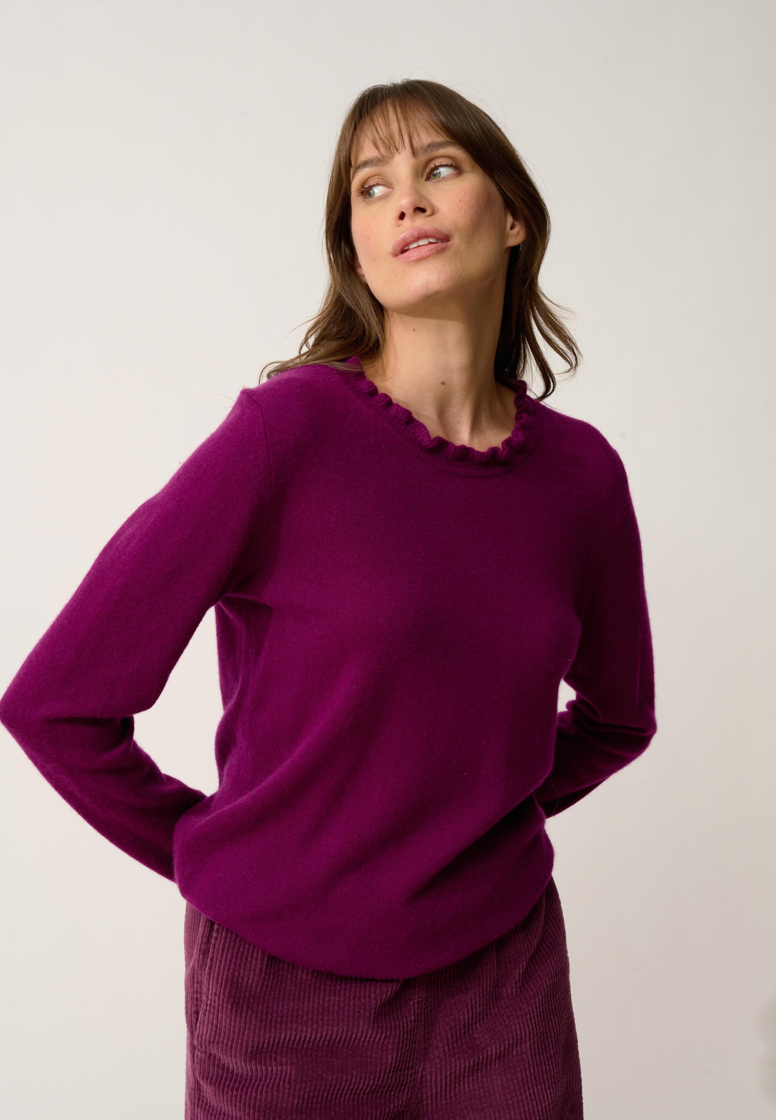 CHARLIE pull col montant prune