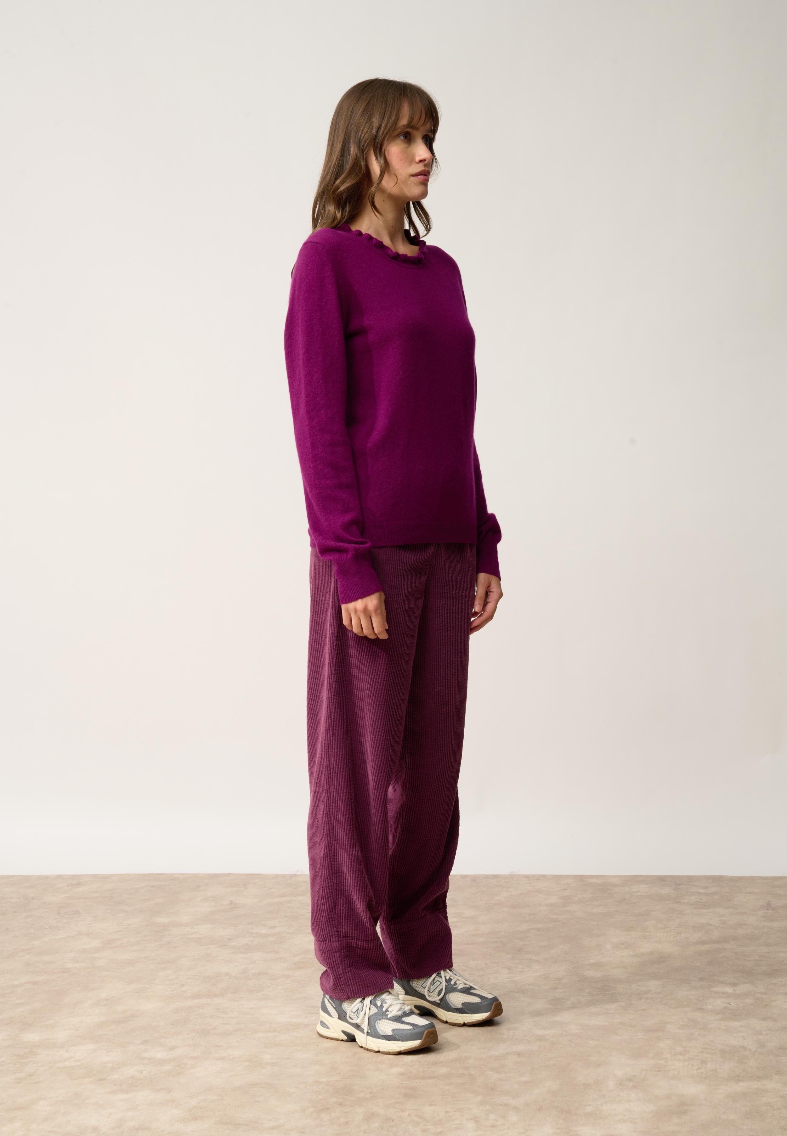 CHARLIE pull col montant prune
