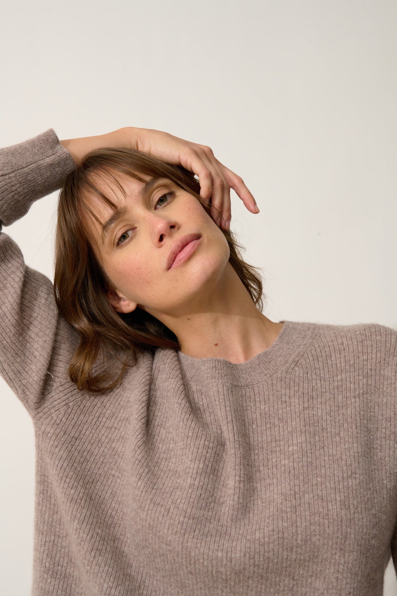 CHARLINE round neck sweater in mottled caribou