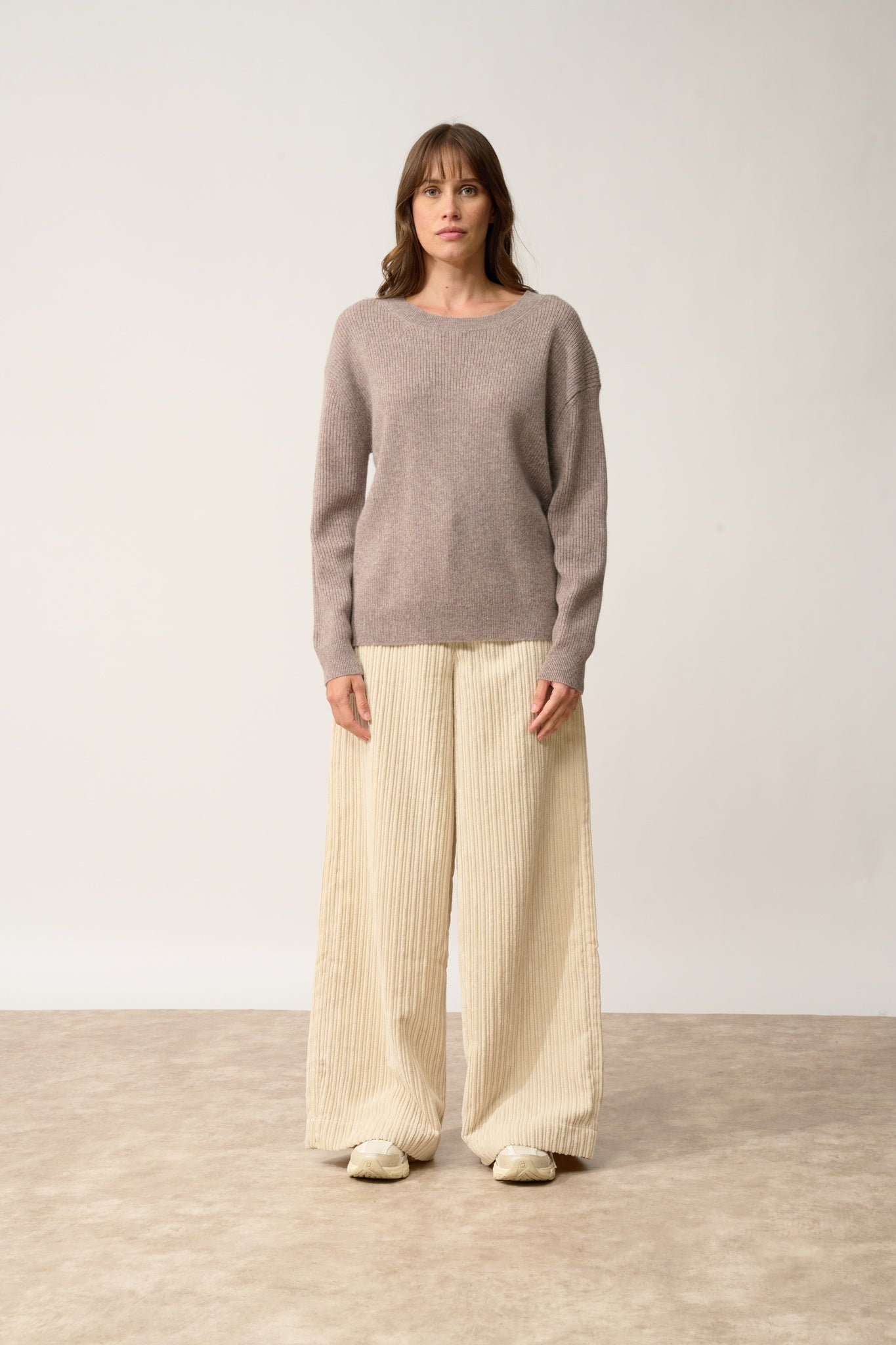 CHARLINE round neck sweater in mottled caribou