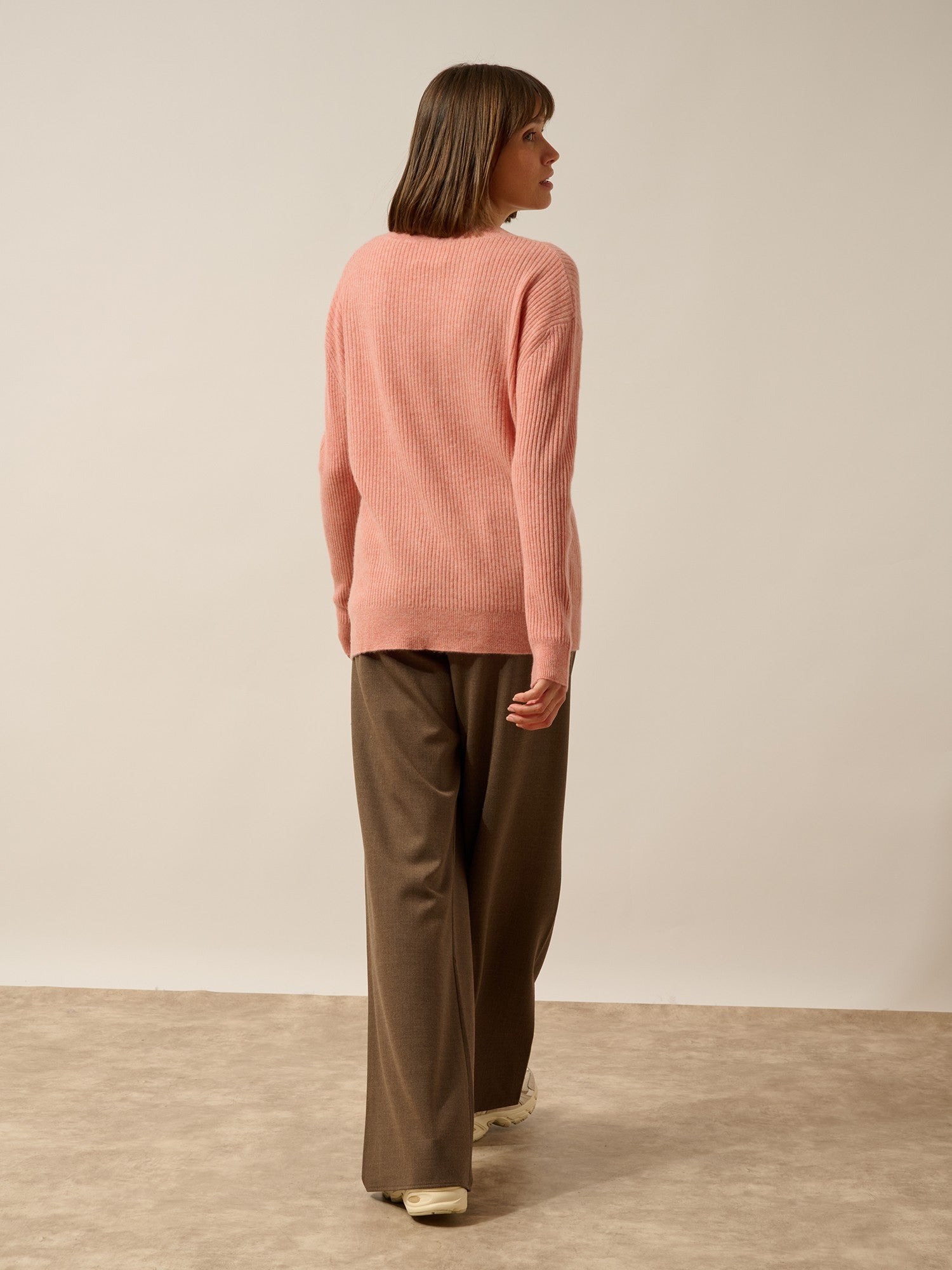 charline pull col rond corail chiné