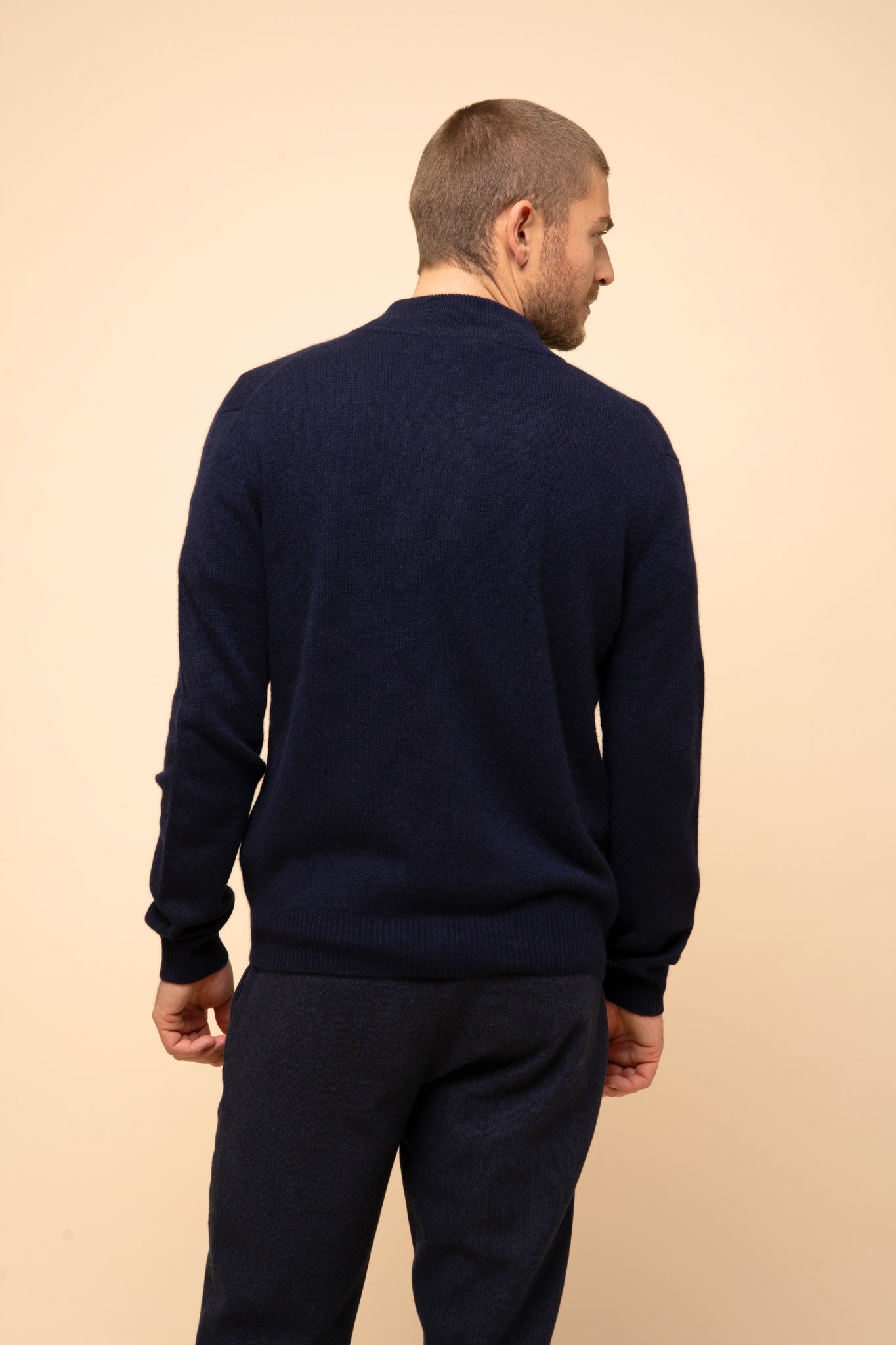 CHARLOTTE navy trucker collar cardigan