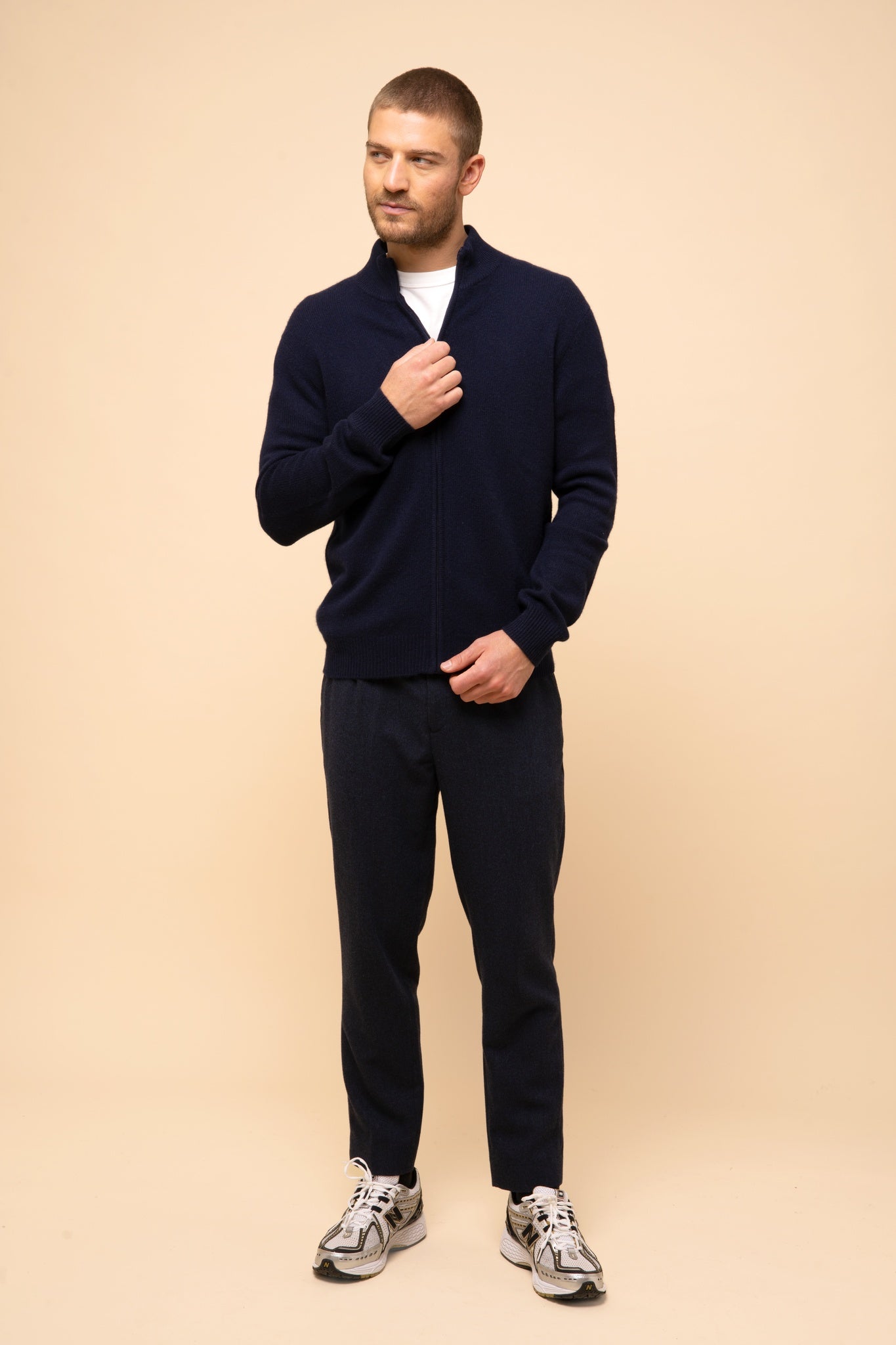 CHARLOTTE navy trucker collar cardigan