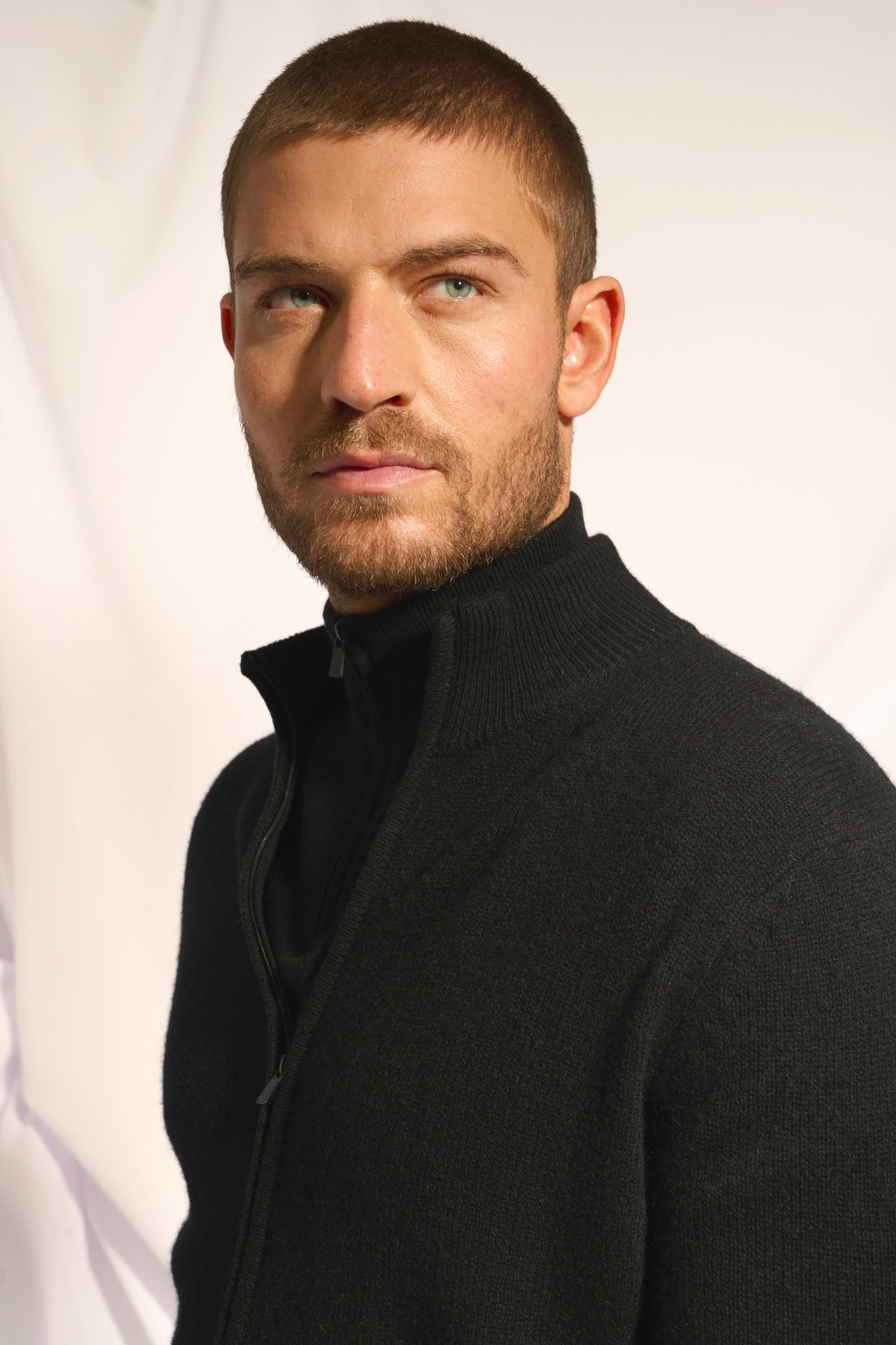 CHARLOTTE black trucker collar cardigan