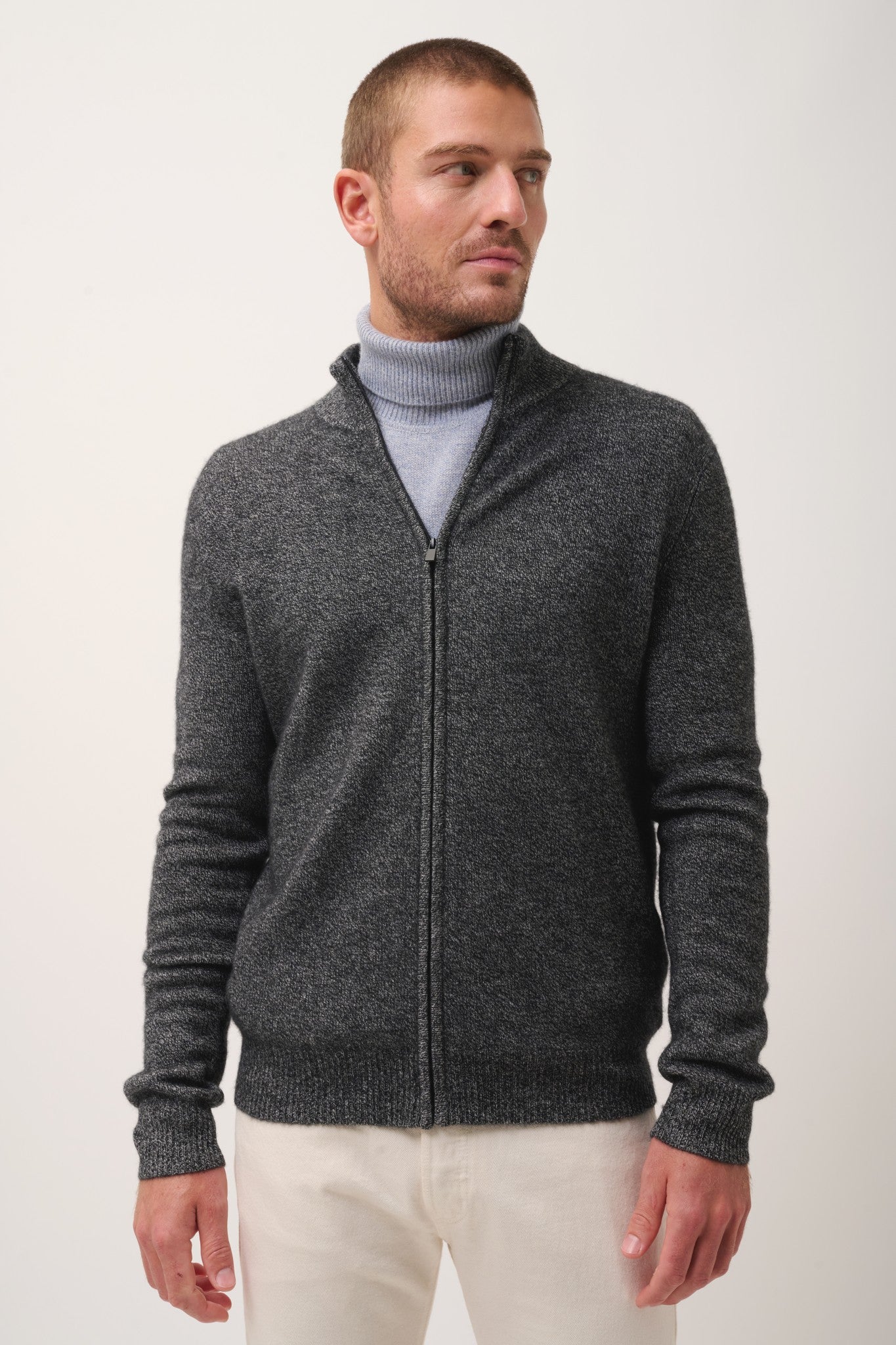 charlotte gilet col camionneur noir/blanc