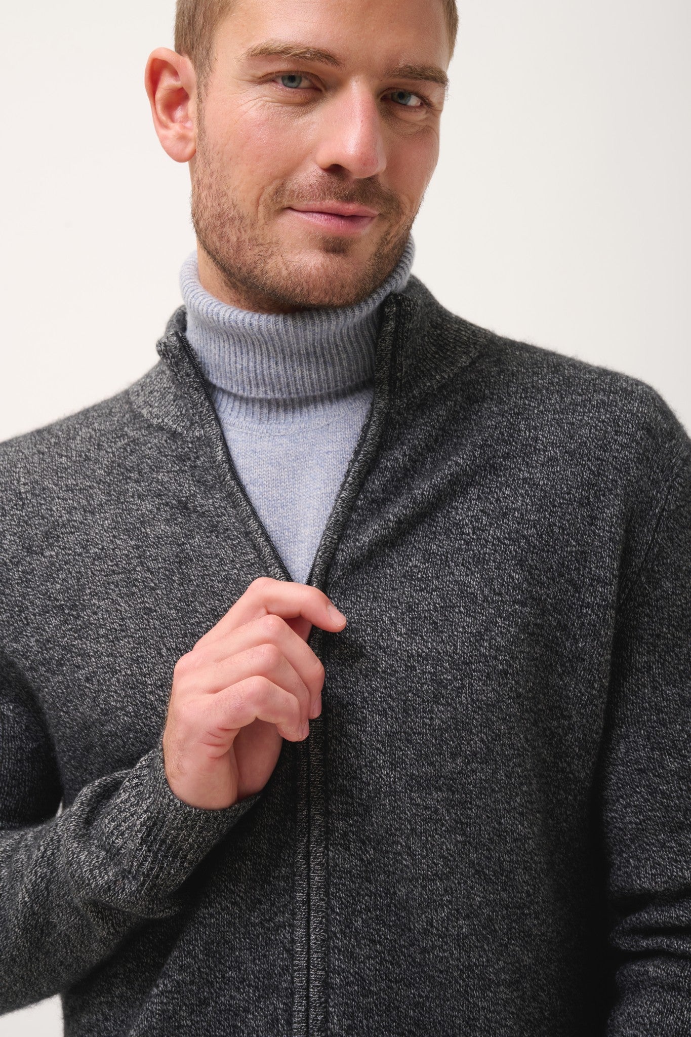 charlotte gilet col camionneur noir/blanc