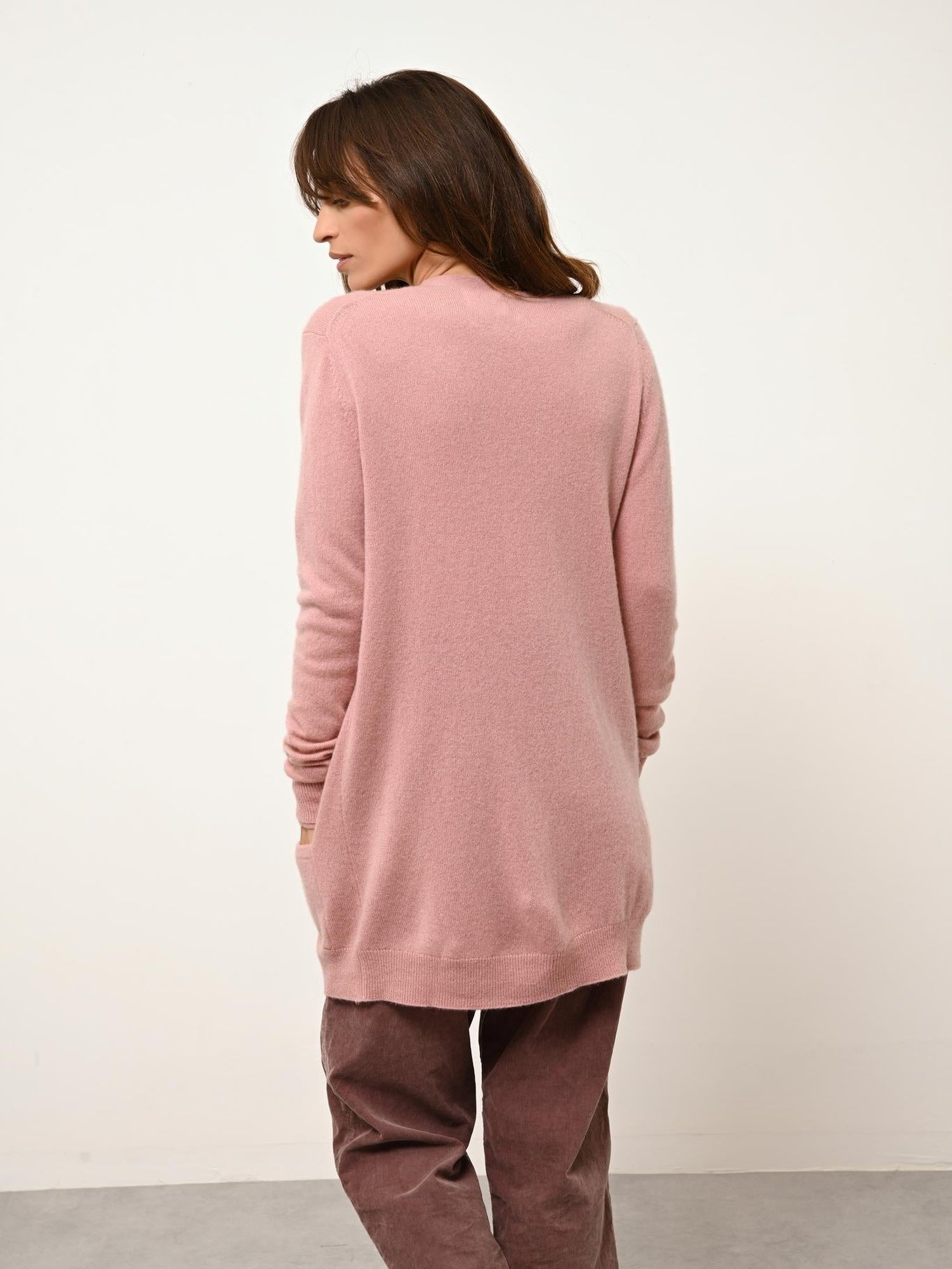 CHELSEA cardigan col v bois de rose