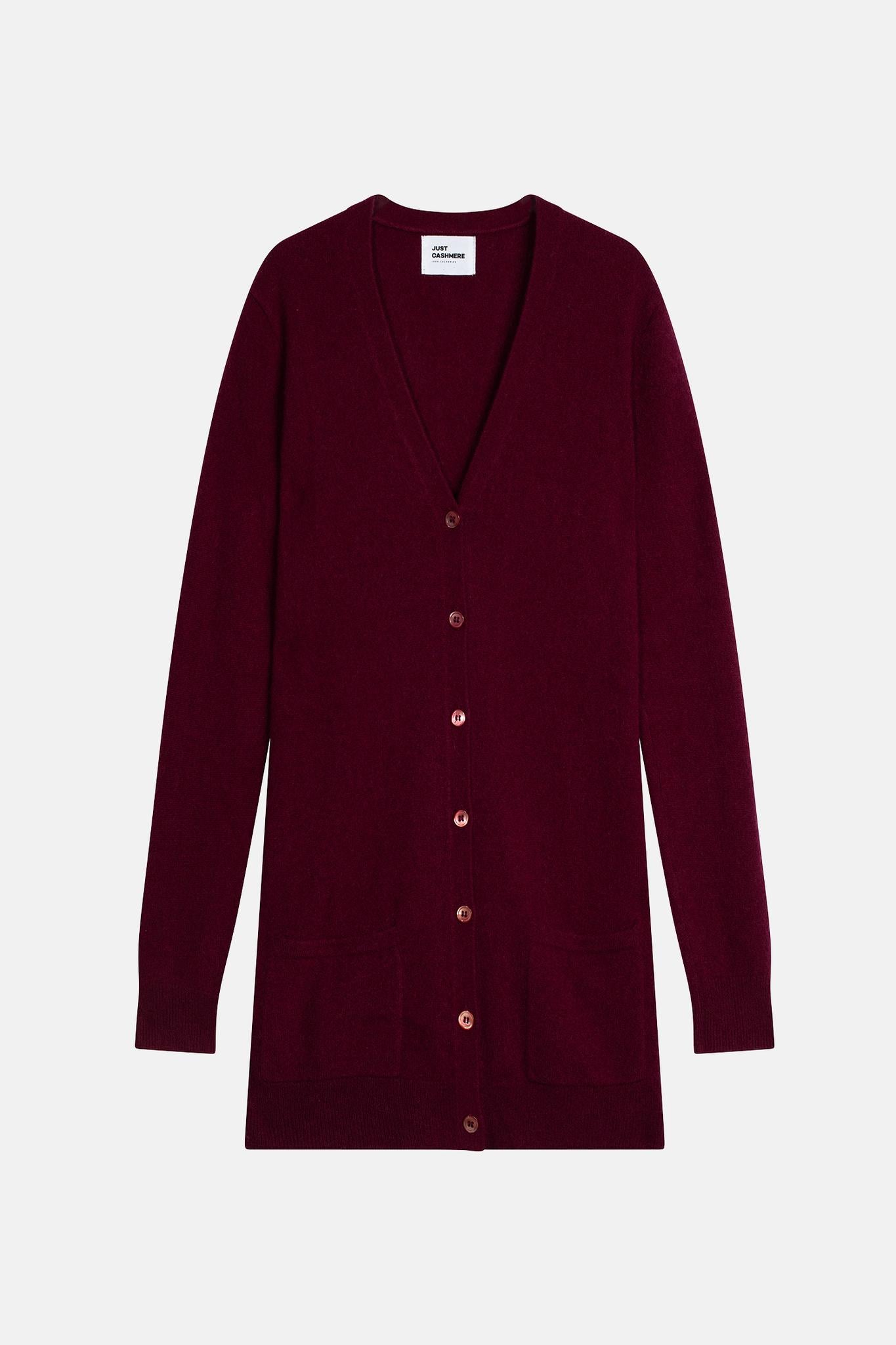 CHELSEA cardigan col v bordeaux