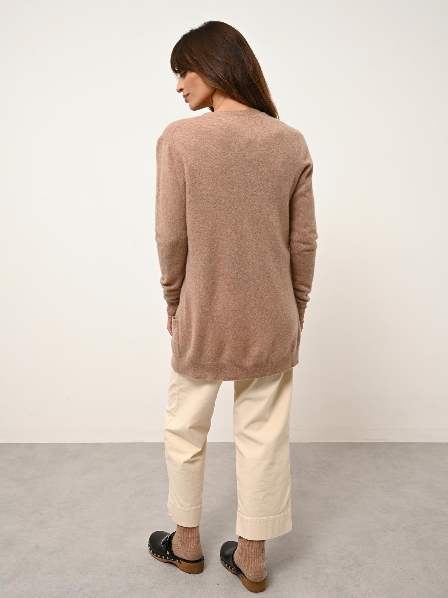 CHELSEA cardigan col v camel chiné