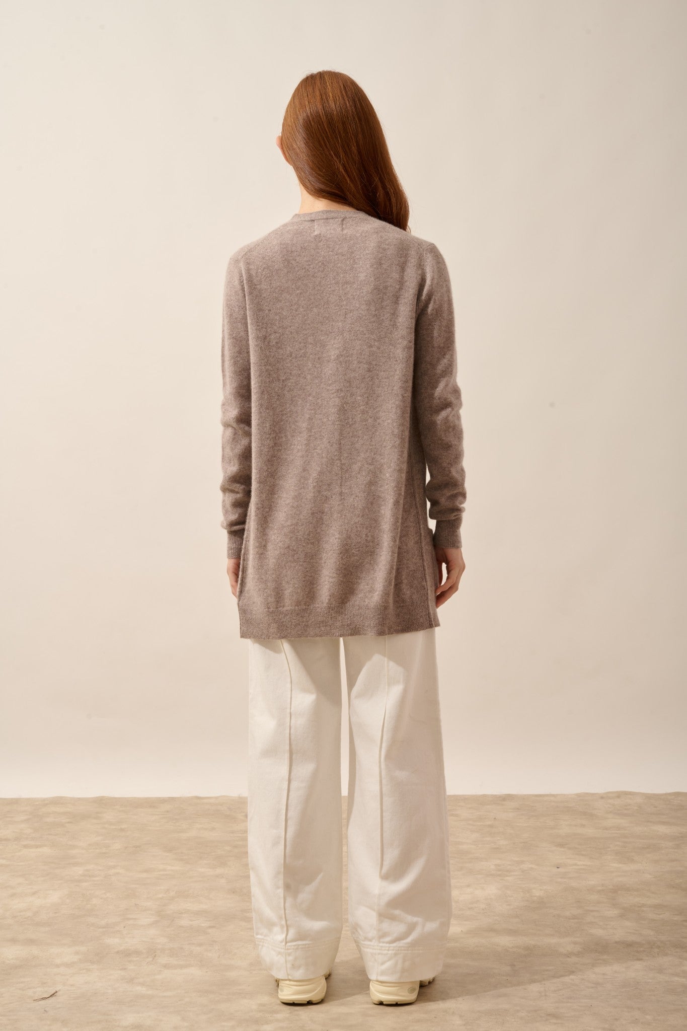 chelsea cardigan col v caribou chiné 100% cachemire