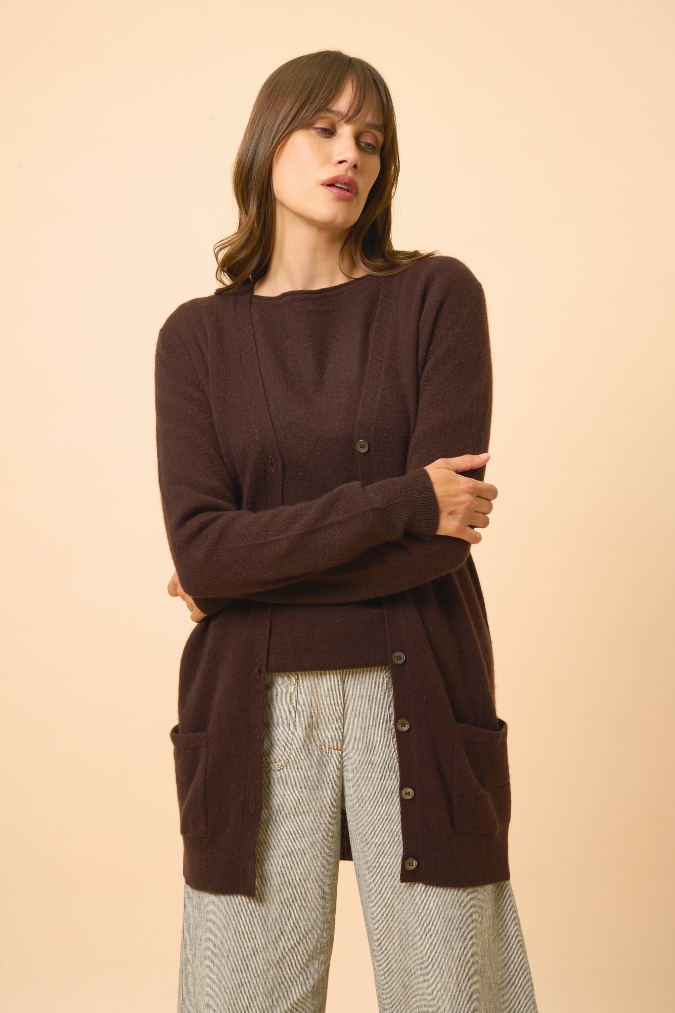 CHELSEA cardigan v-neck choco