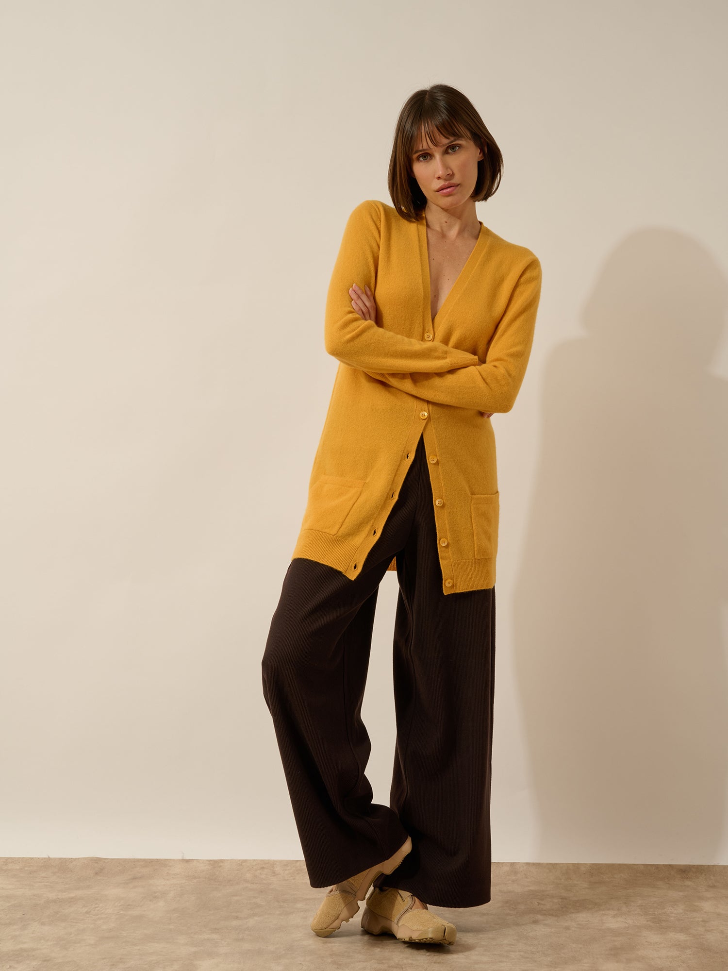 CHELSEA cardigan col v curcuma