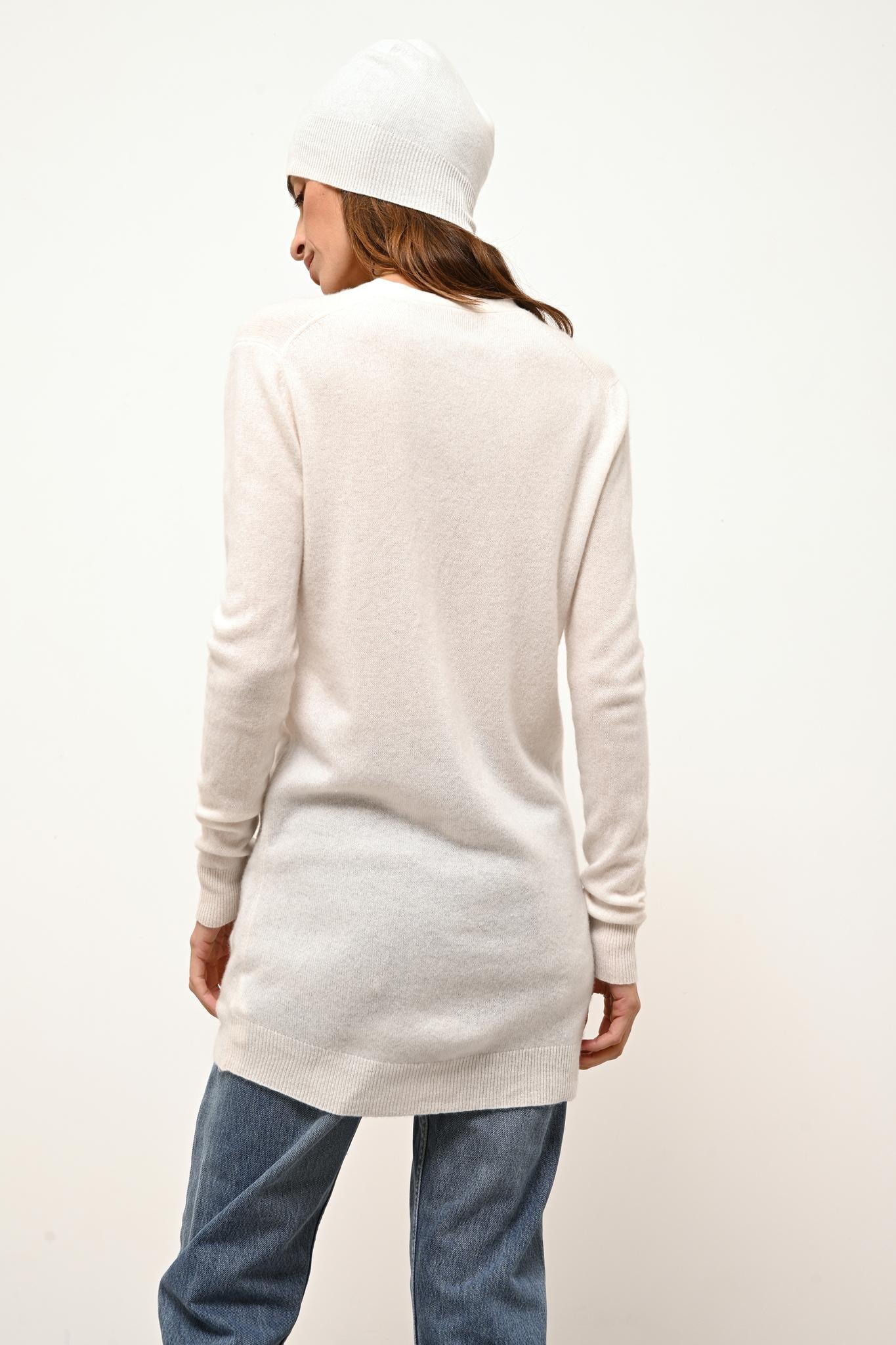 CHELSEA cardigan col v ivoire